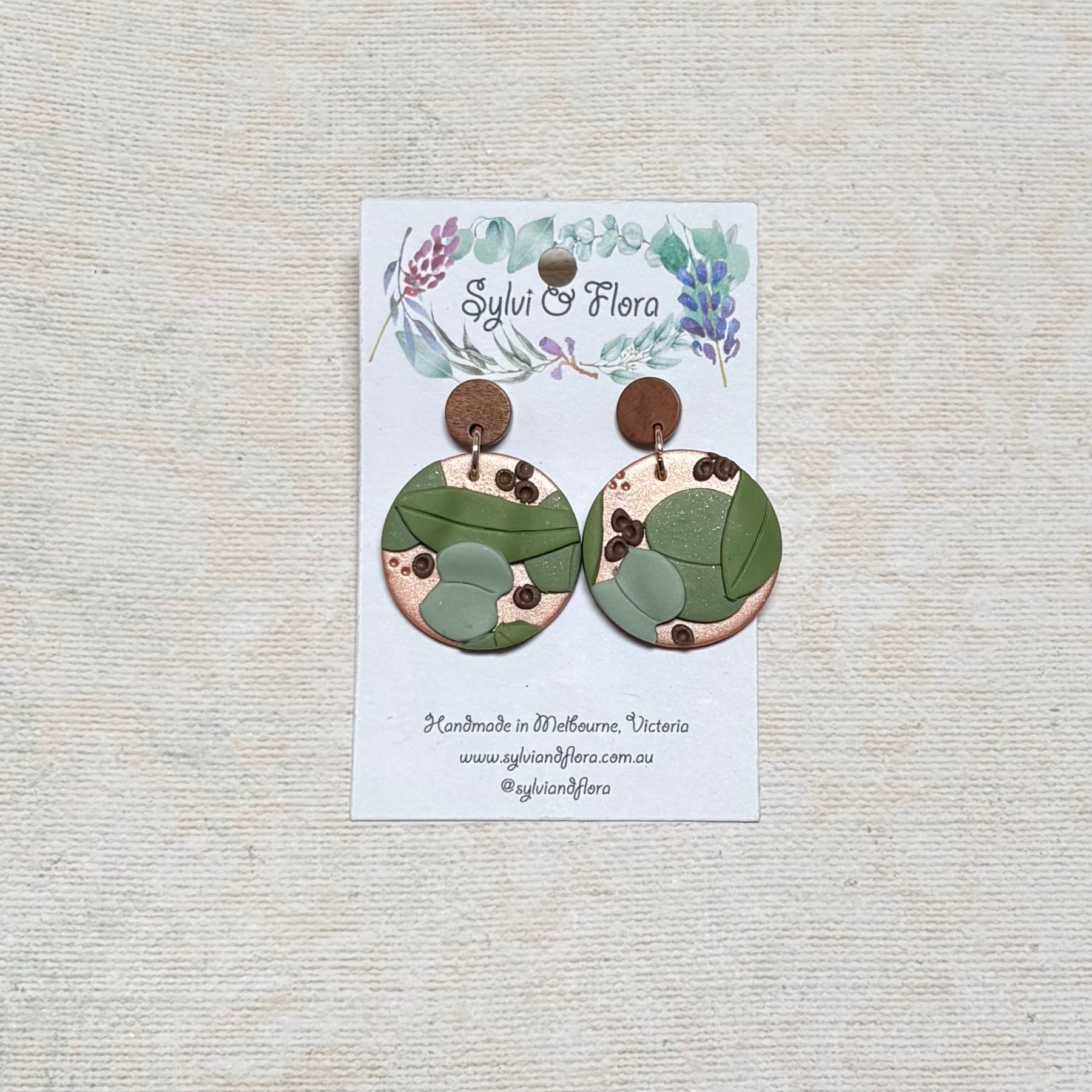 Eucalypts Earrings - Round, various sizes