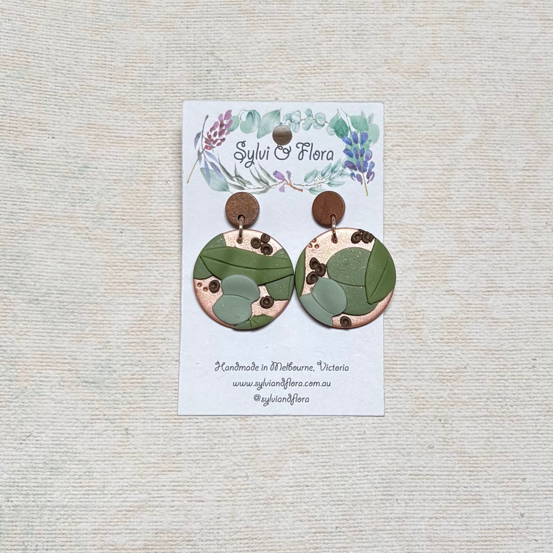 Eucalypts Earrings - Round, various sizes