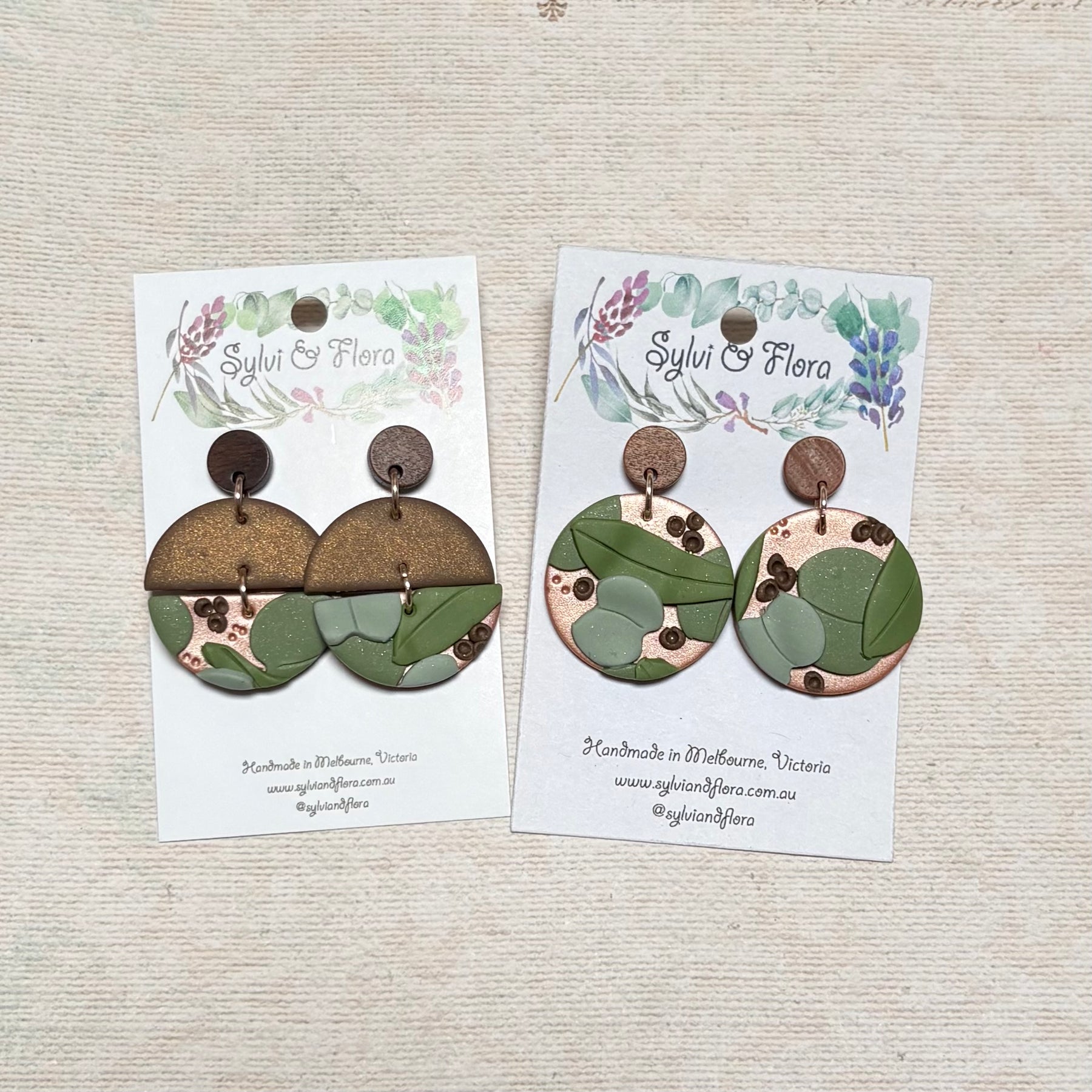Eucalypts Earrings - Round, various sizes