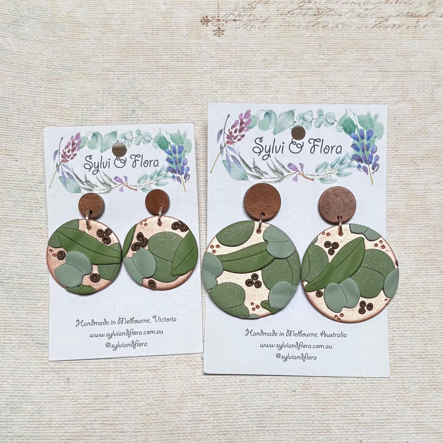 Eucalypts Earrings - Round, various sizes