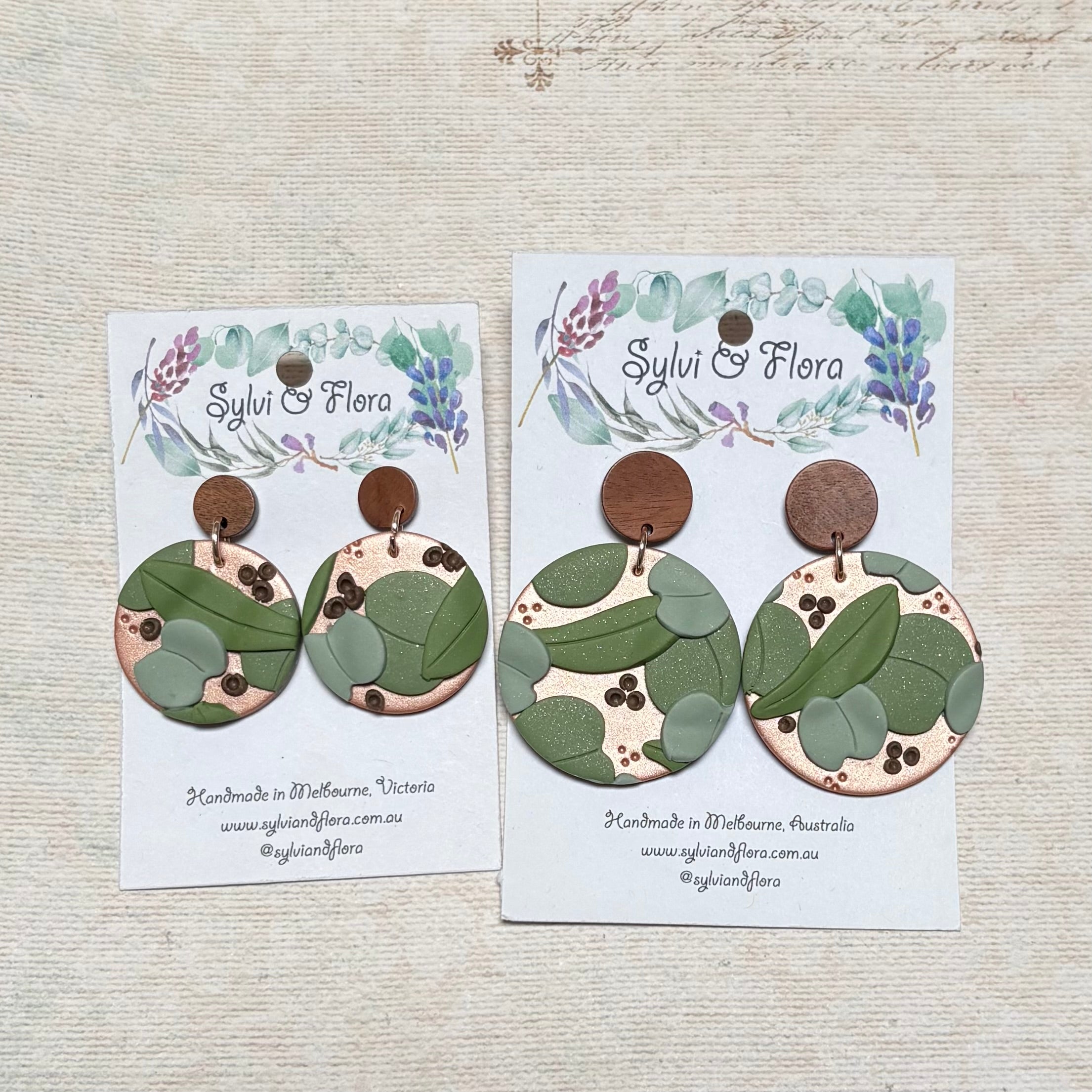 Eucalypts Earrings - Round, various sizes
