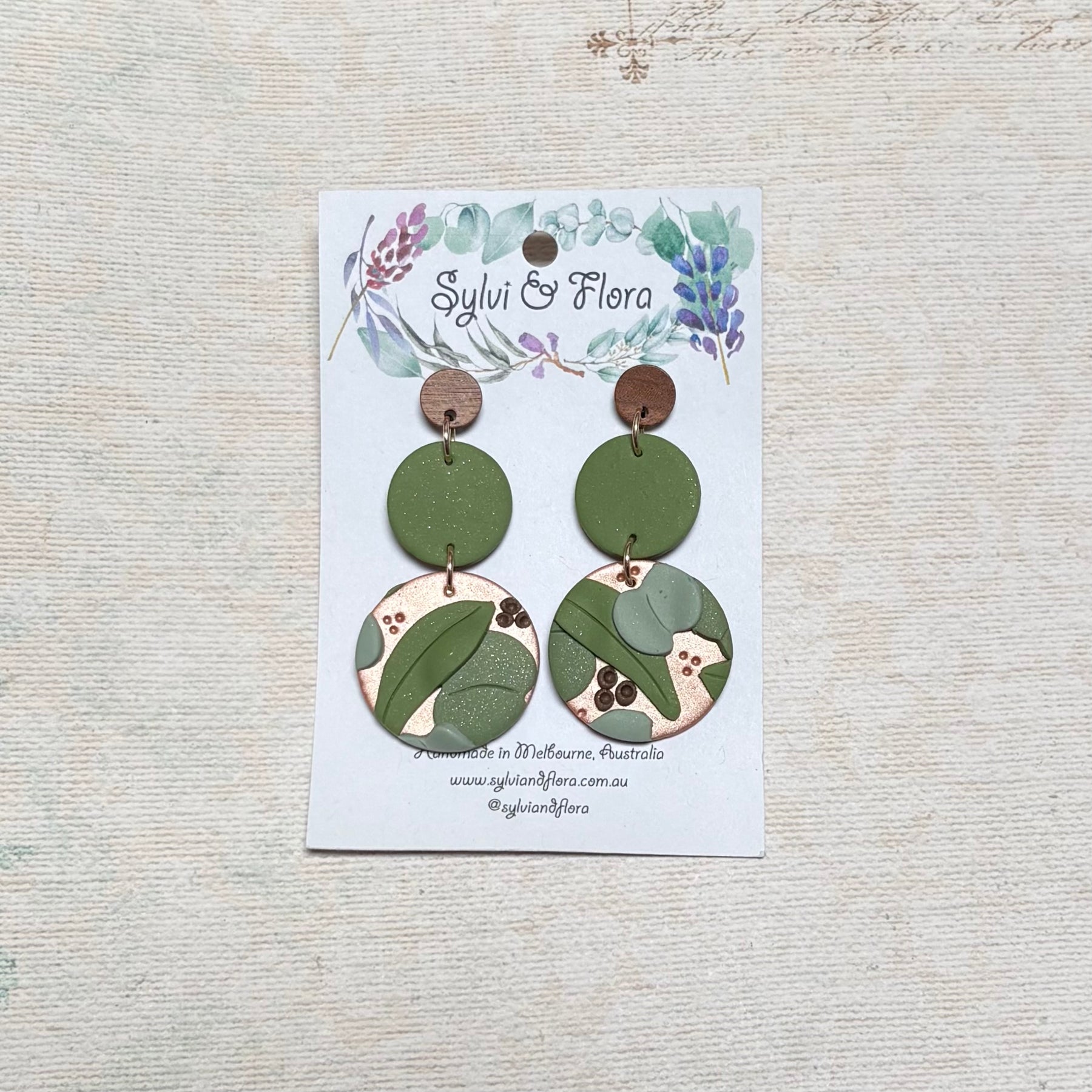 Eucalypts Earrings - Round, various sizes