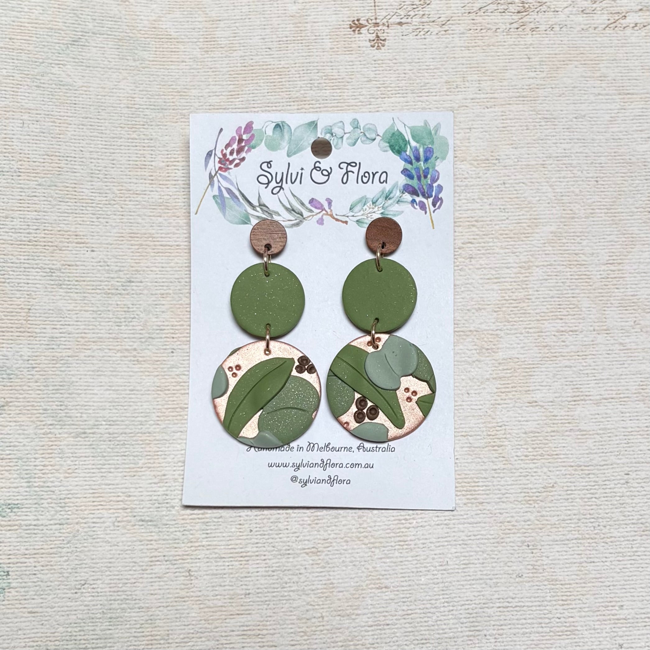 Eucalypts Earrings - Round, various sizes