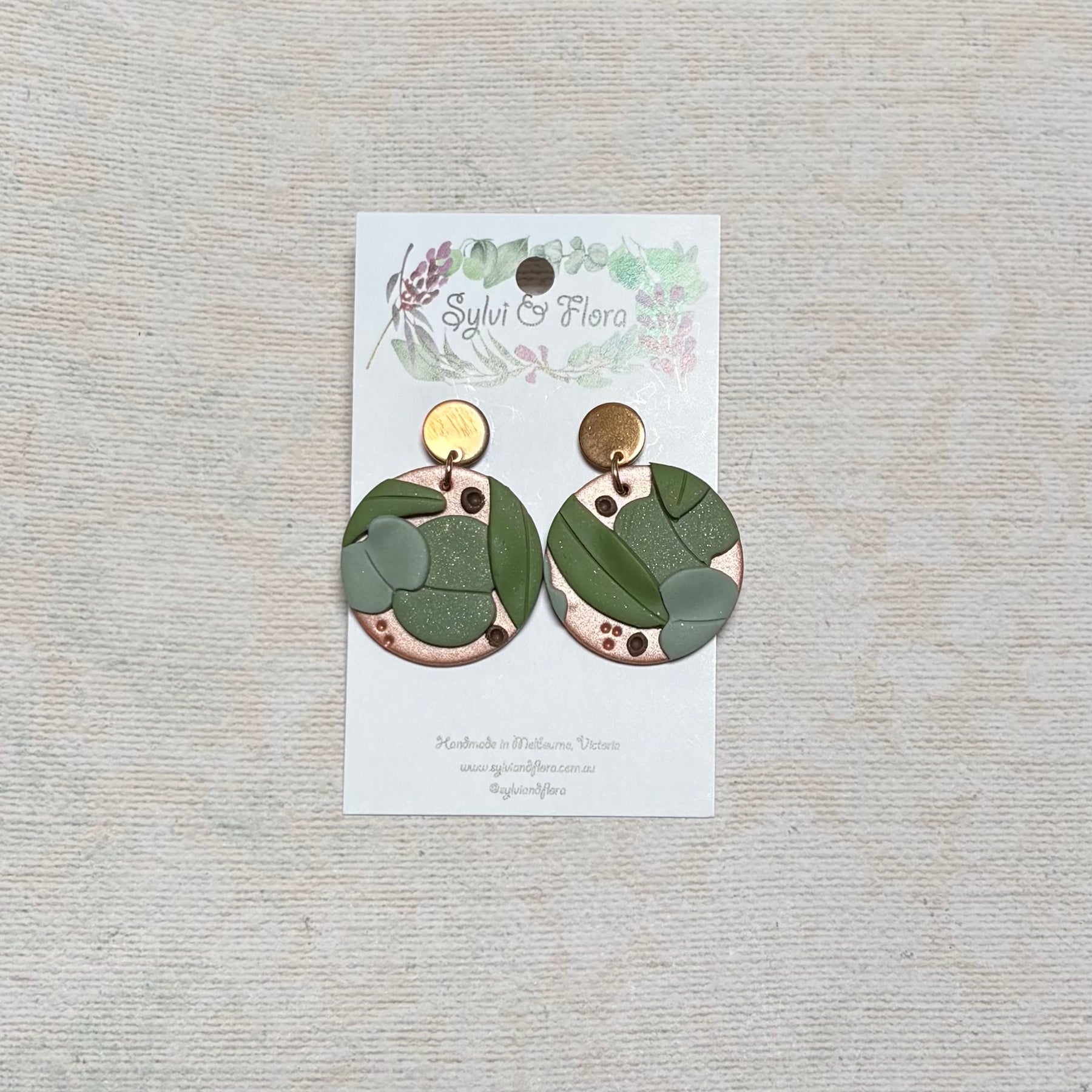 Eucalypts Earrings - Round, various sizes