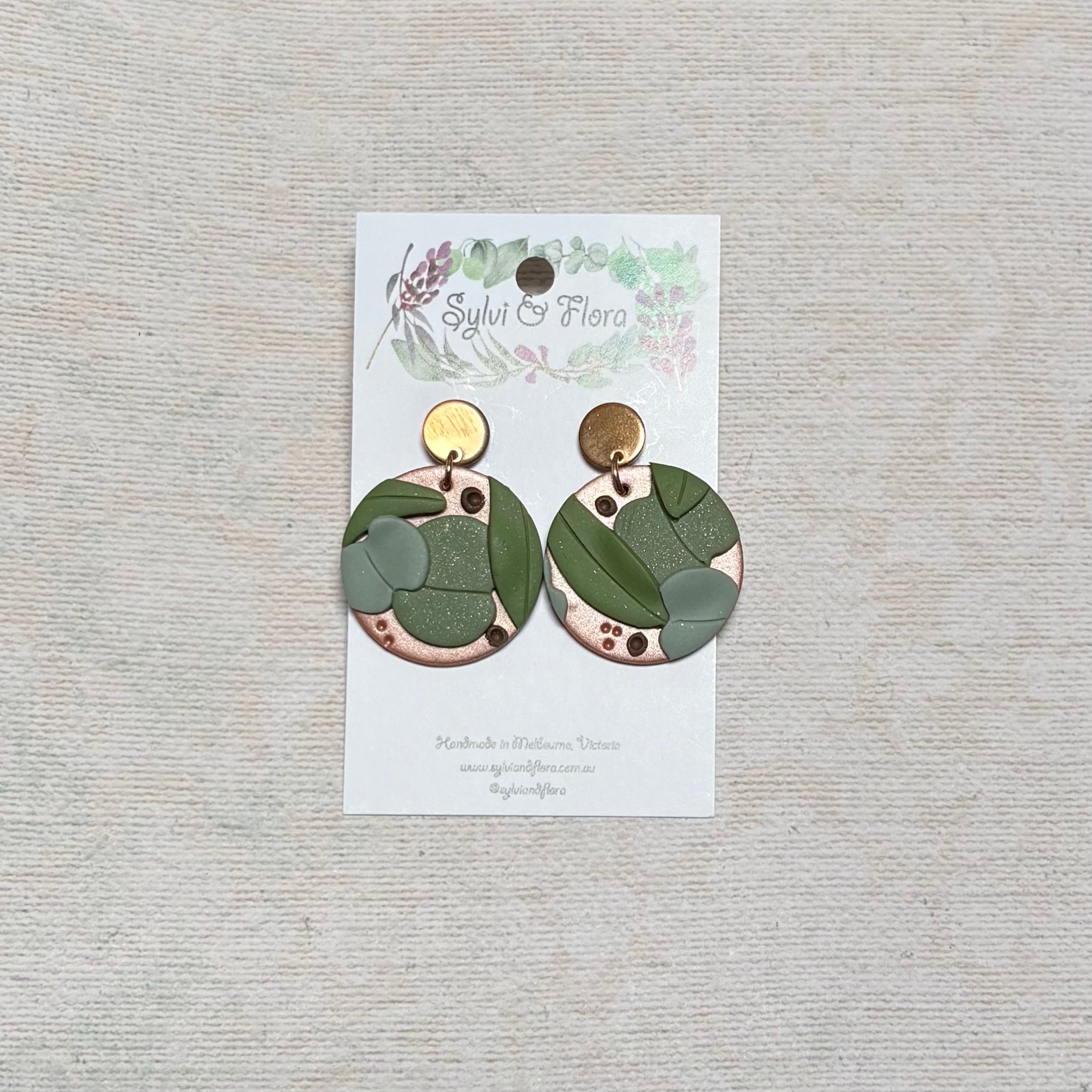 Eucalypts Earrings - Round, various sizes