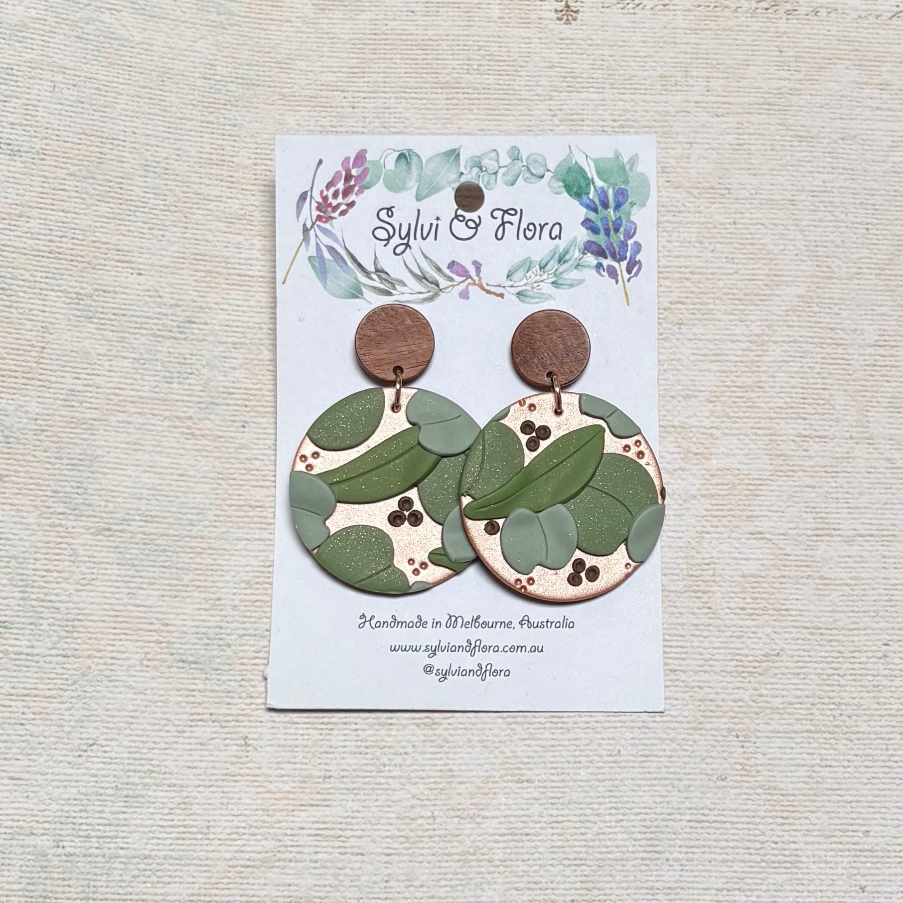 Eucalypts Earrings - Round, various sizes