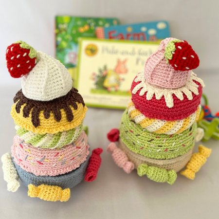 Crochet Stacking Toy Ice Cream Donuts, Crochet Stacking Toy