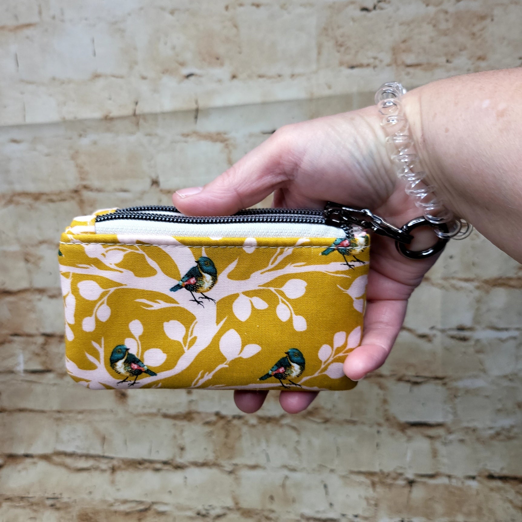 Mustard Birds Double Coin Purse