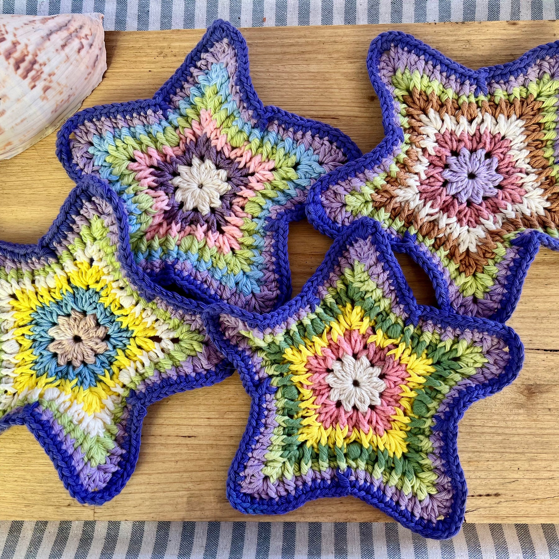 Starfish Crochet Coaster - Cotton Beach Coasters - Large coasters