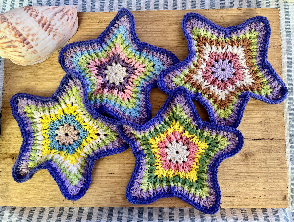 Starfish Crochet Coaster - Cotton Beach Coasters - Large coasters