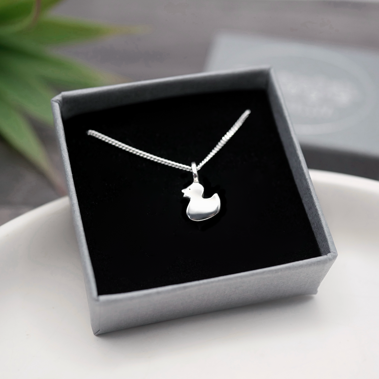 Tiny Duck - Handmade Sterling Silver Pendant with Chain