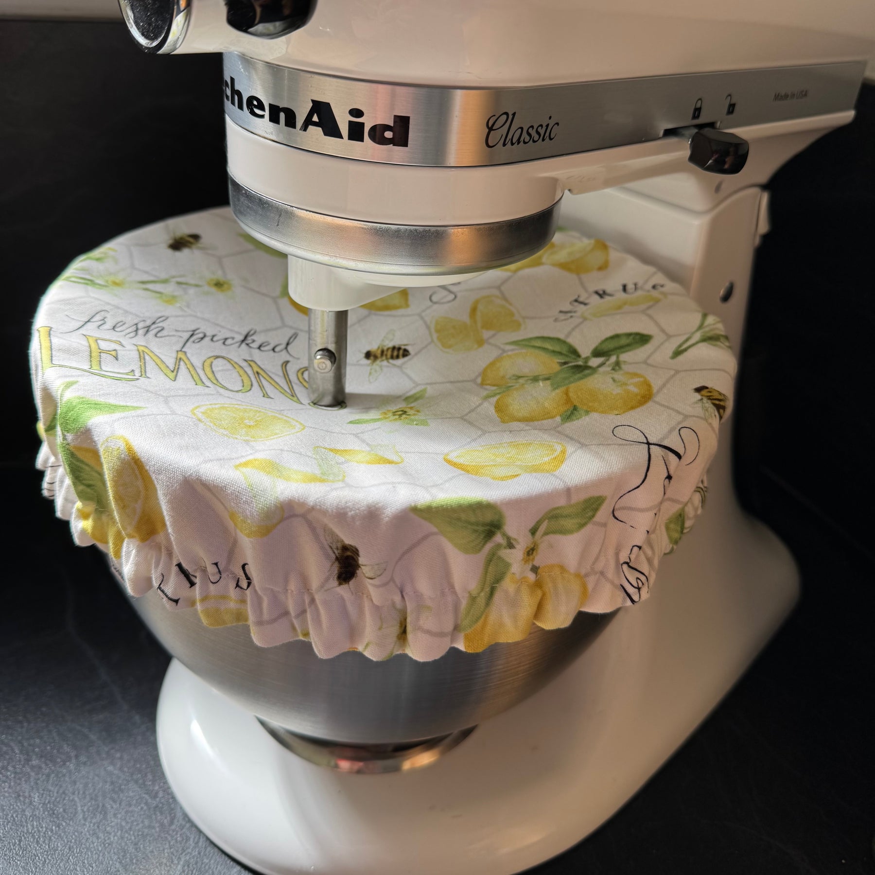 Fresh Picked Lemons Reversible Fabric Bowl Cover – Yellow Gingham – Handmade in Tasmania