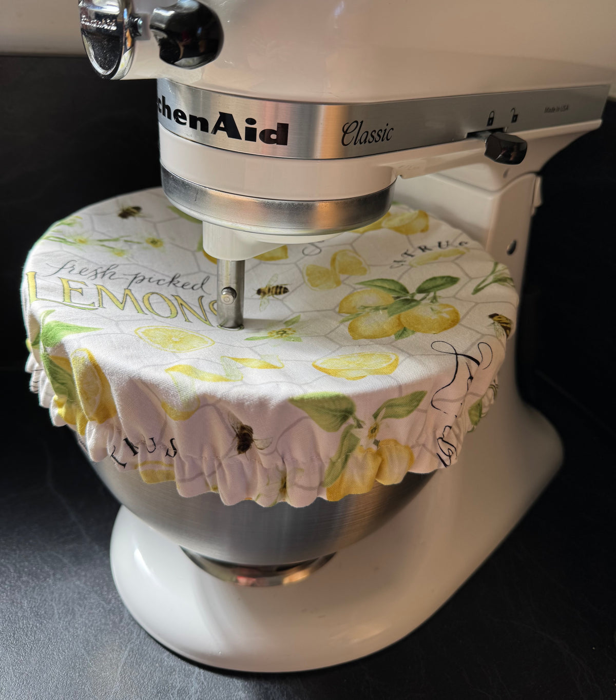 Fresh Picked Lemons Reversible Fabric Bowl Cover – Yellow Gingham – Handmade in Tasmania