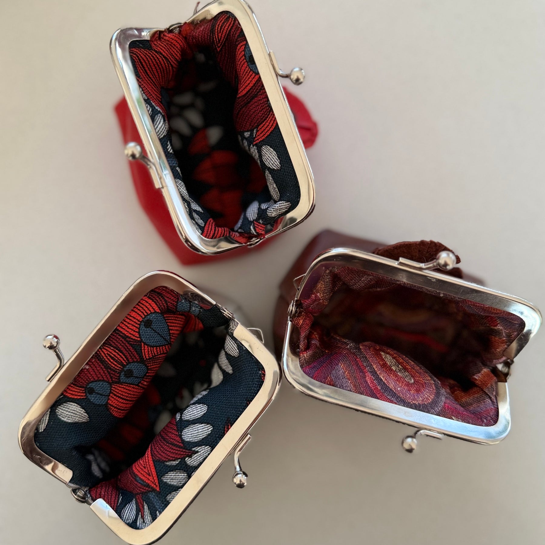 Coin purse with rosette flower accent