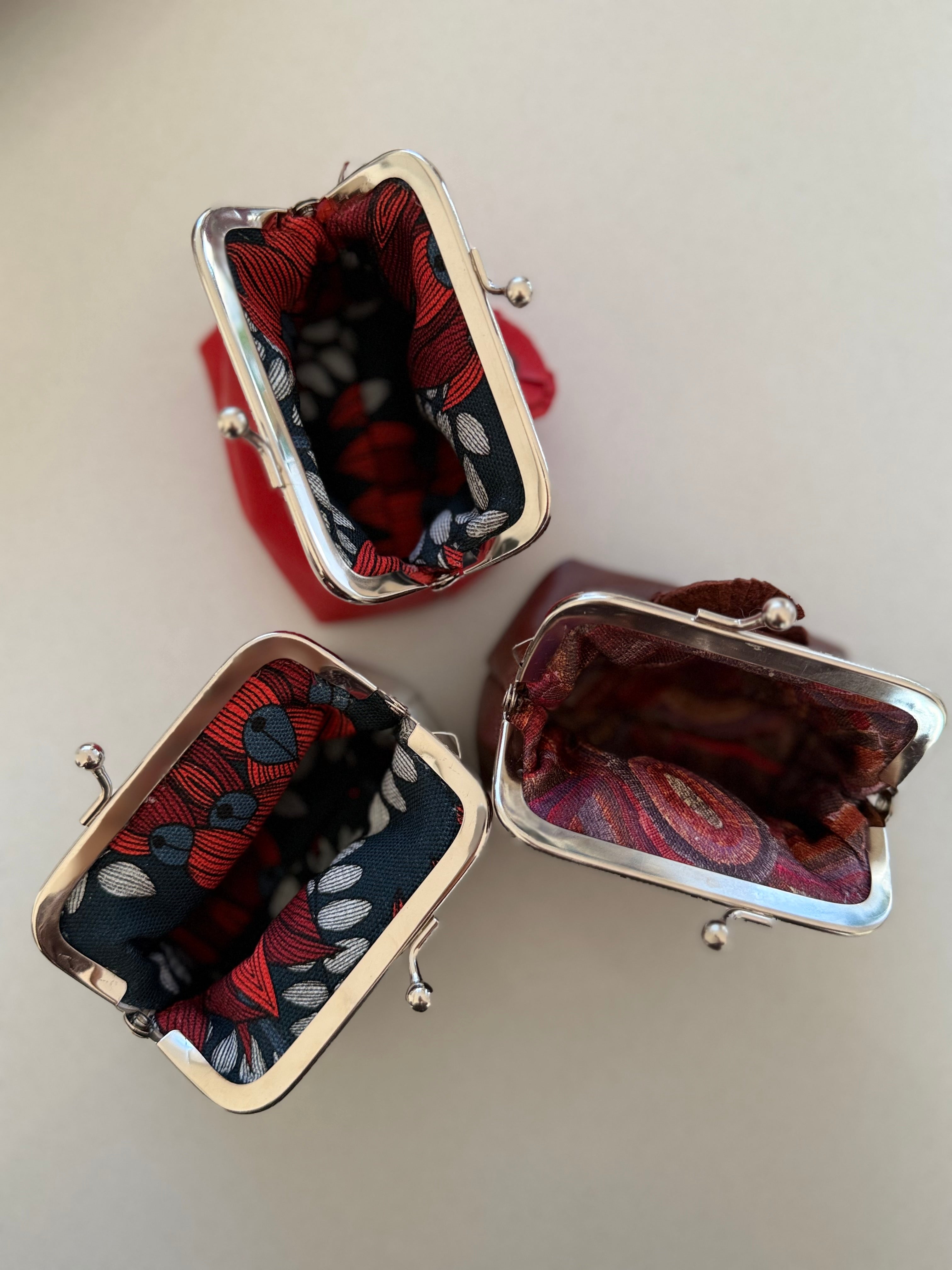Coin purse with rosette flower accent
