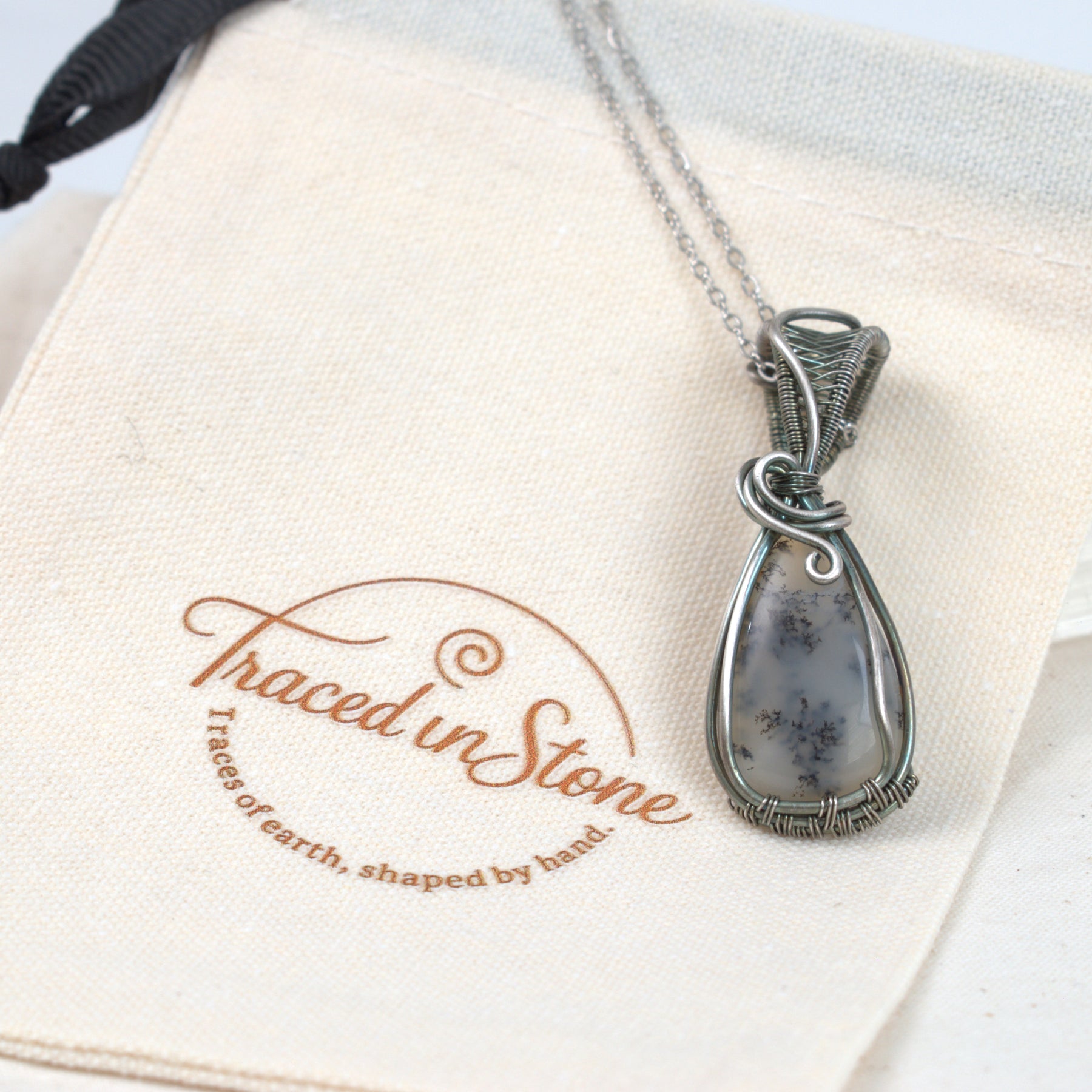 Frozen Fern – Wire Wrapped Dendritic Opal Pendant