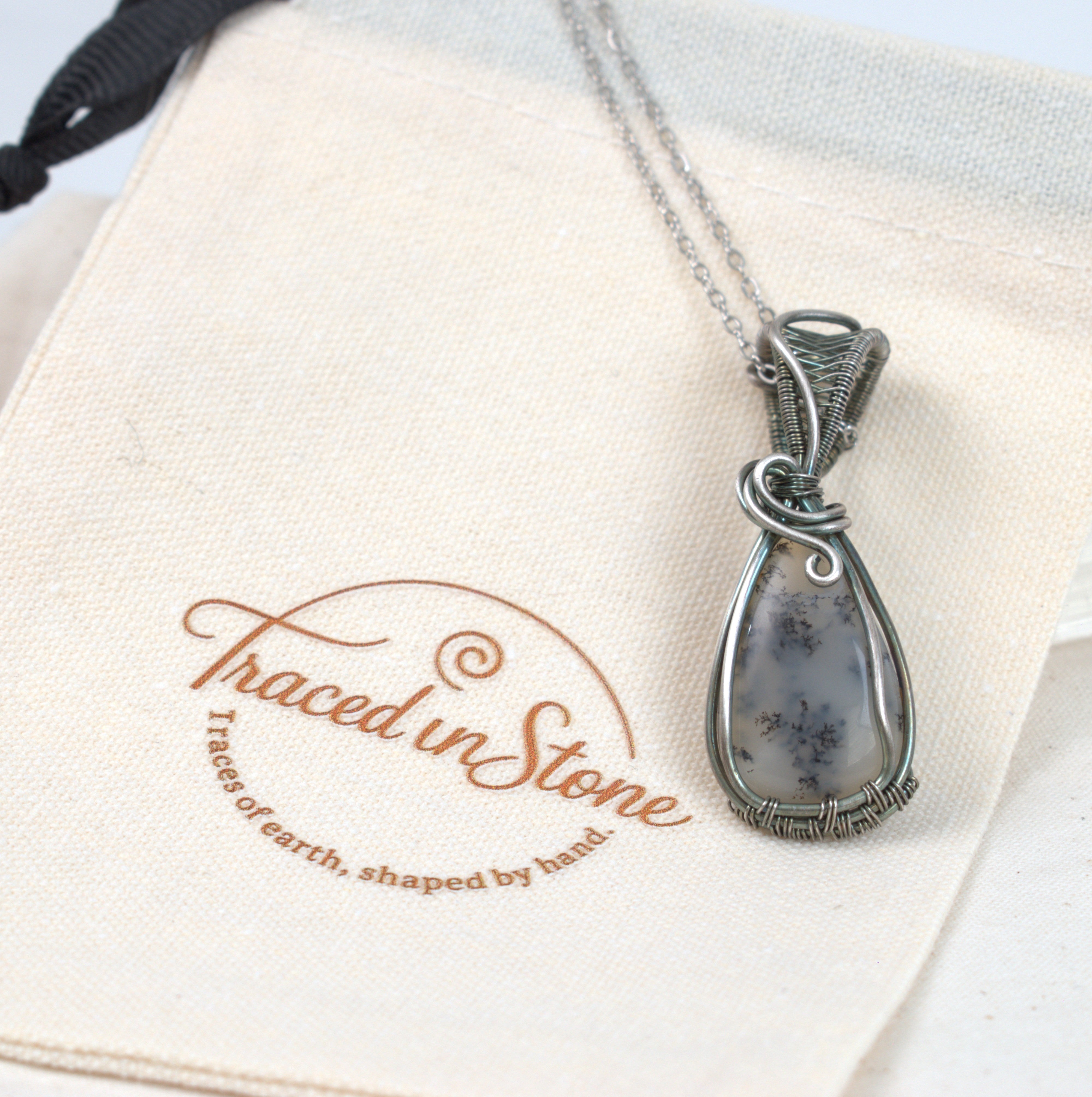 Frozen Fern – Wire Wrapped Dendritic Opal Pendant