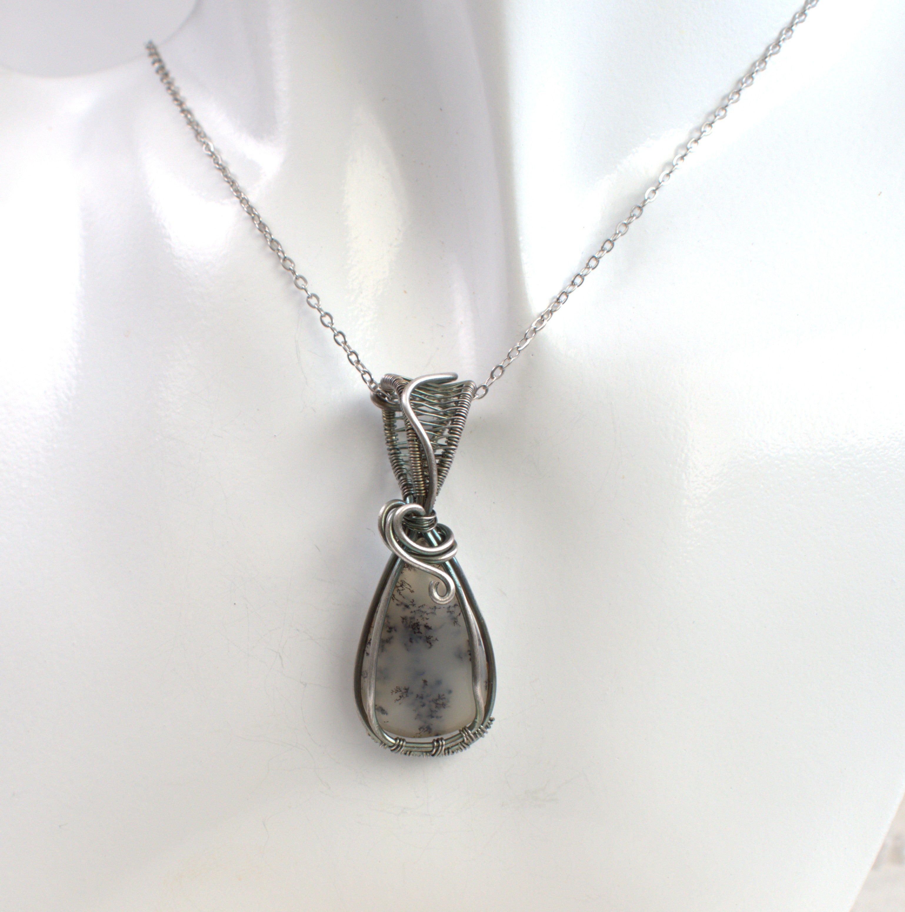 Frozen Fern – Wire Wrapped Dendritic Opal Pendant