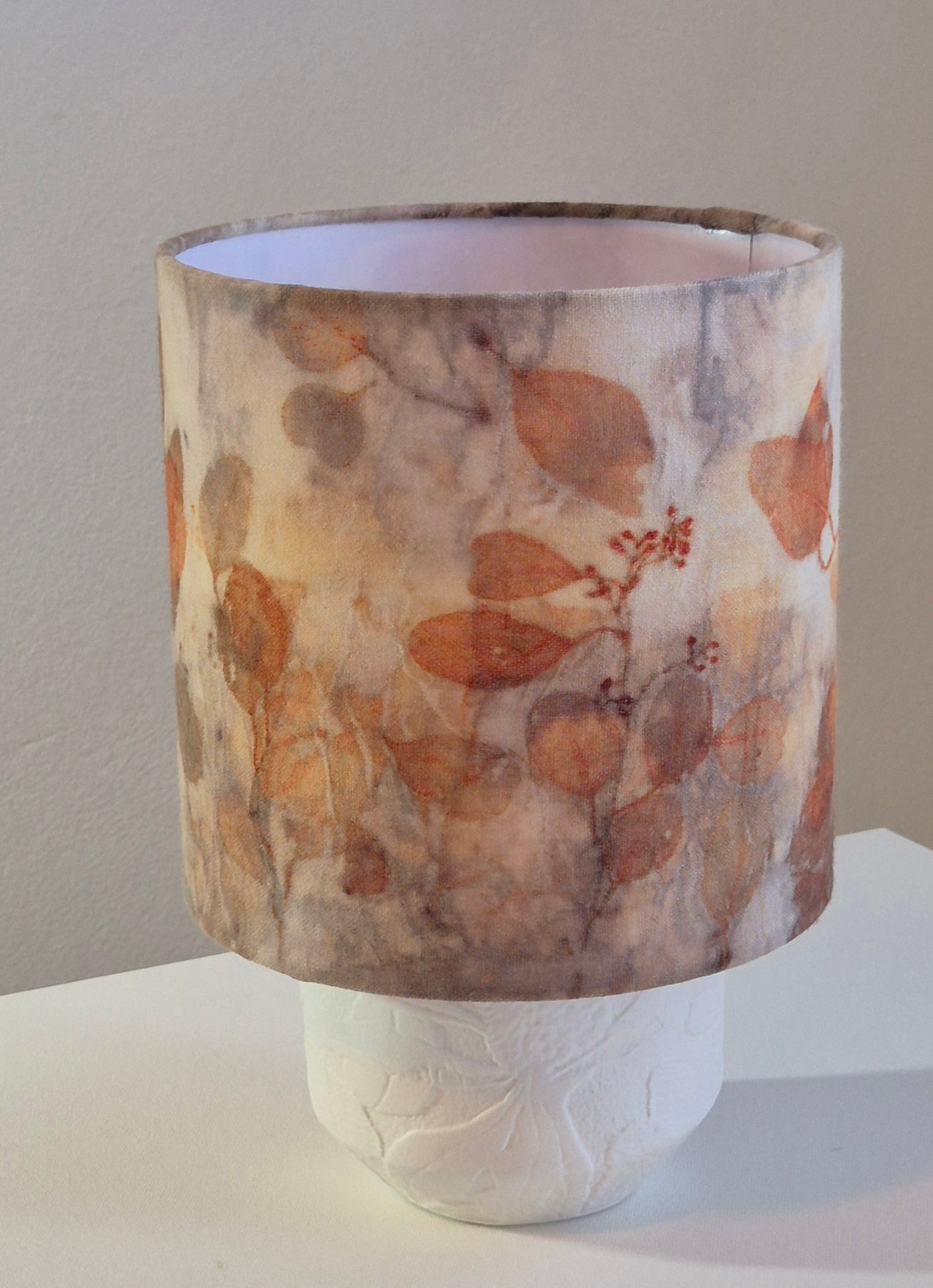 Lampshade medium ecoprinted eucalyptus leaves unique