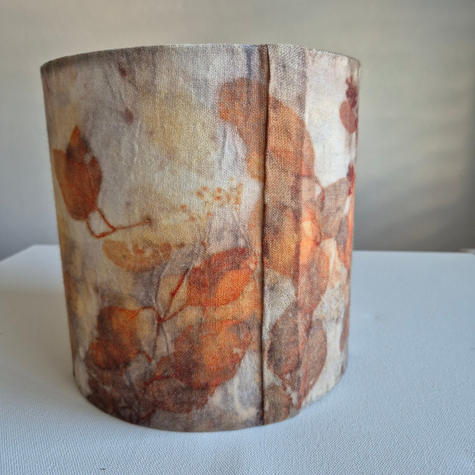 Lampshade medium ecoprinted eucalyptus leaves unique