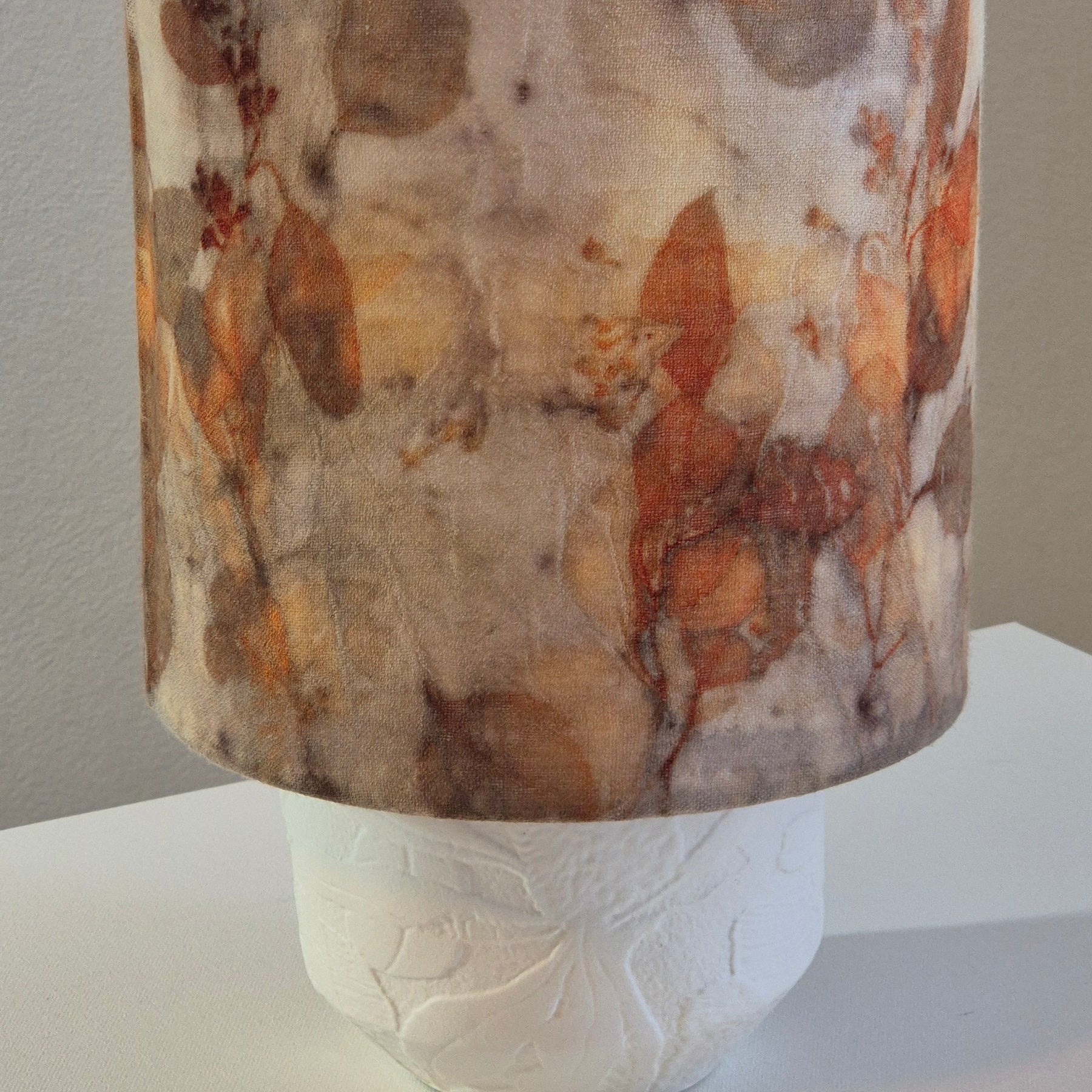 Lampshade medium ecoprinted eucalyptus leaves unique