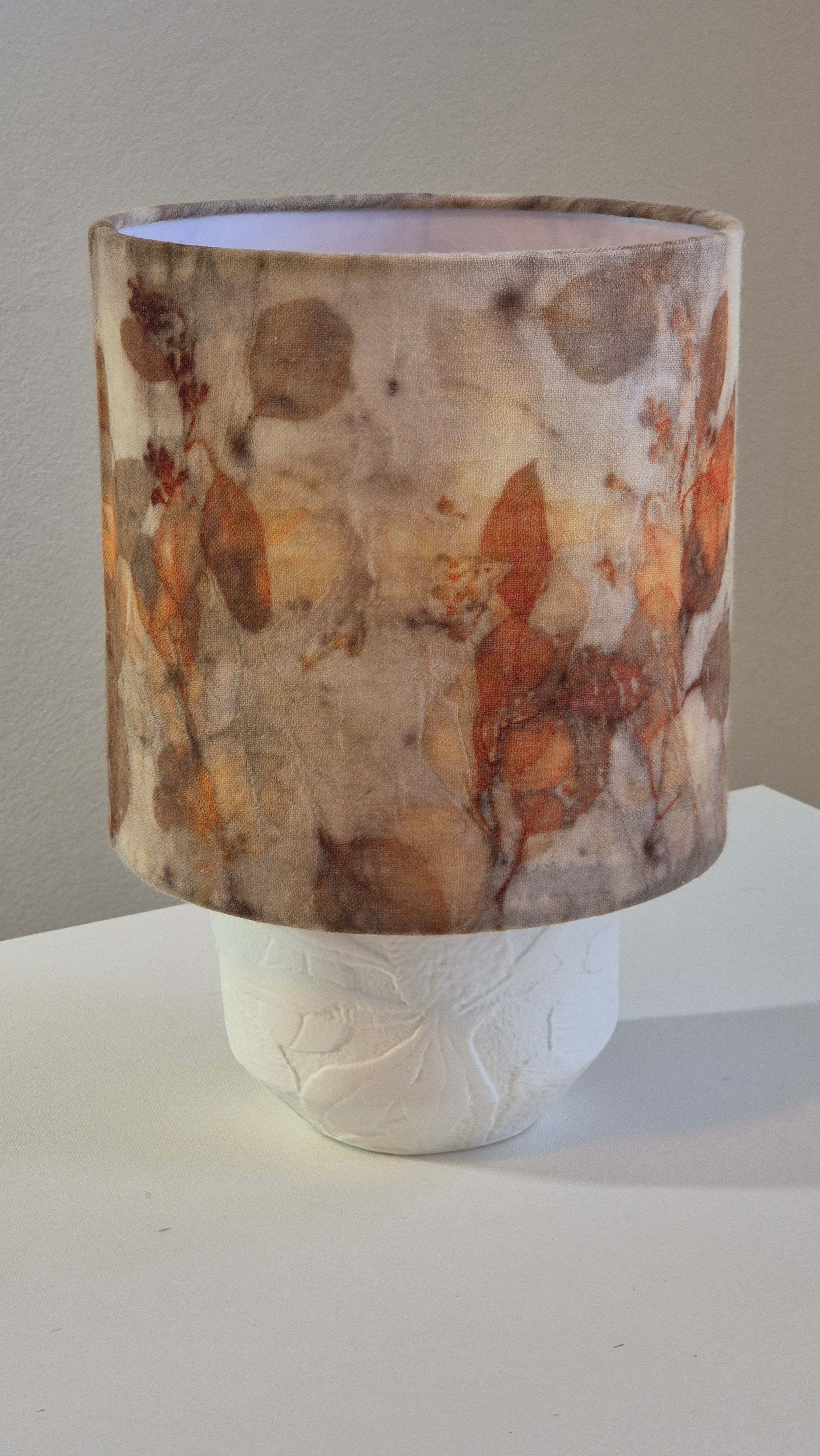 Lampshade medium ecoprinted eucalyptus leaves unique