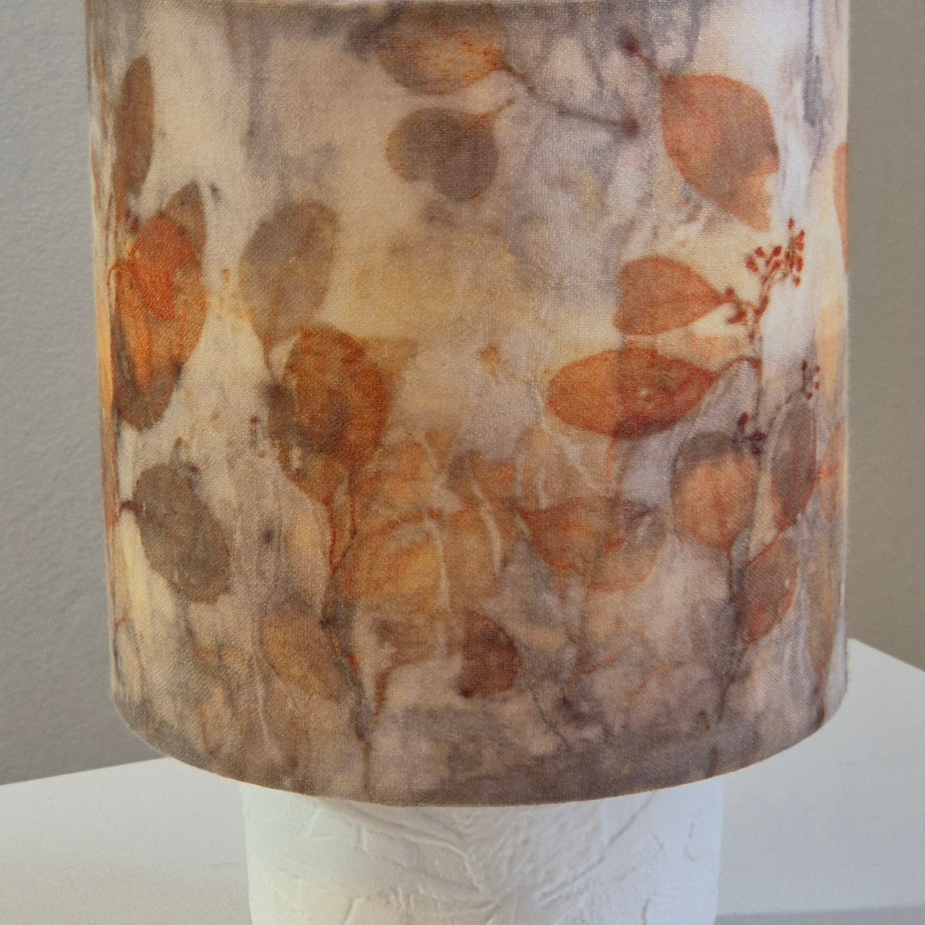 Lampshade medium ecoprinted eucalyptus leaves unique