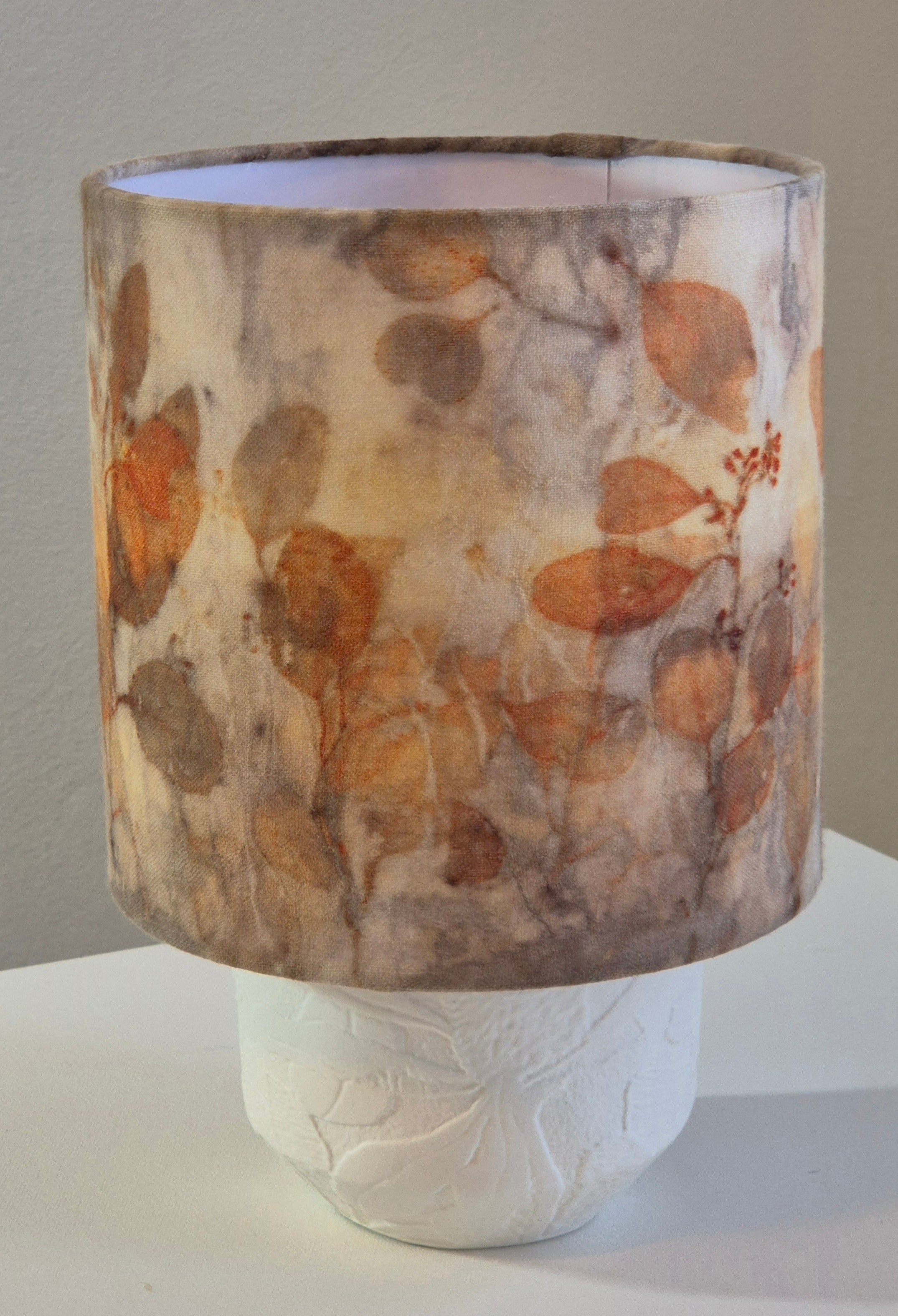 Lampshade medium ecoprinted eucalyptus leaves unique