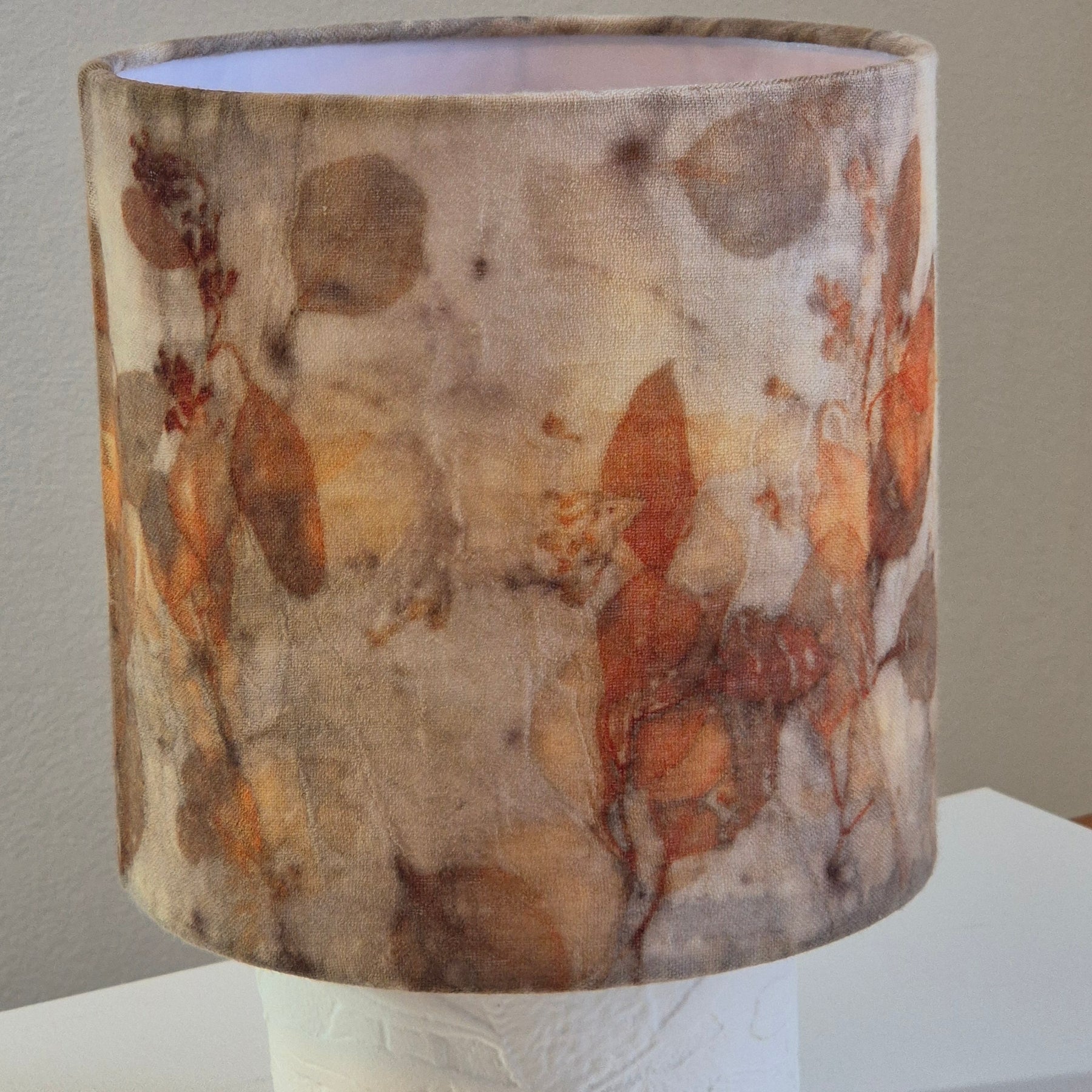 Lampshade medium ecoprinted eucalyptus leaves unique