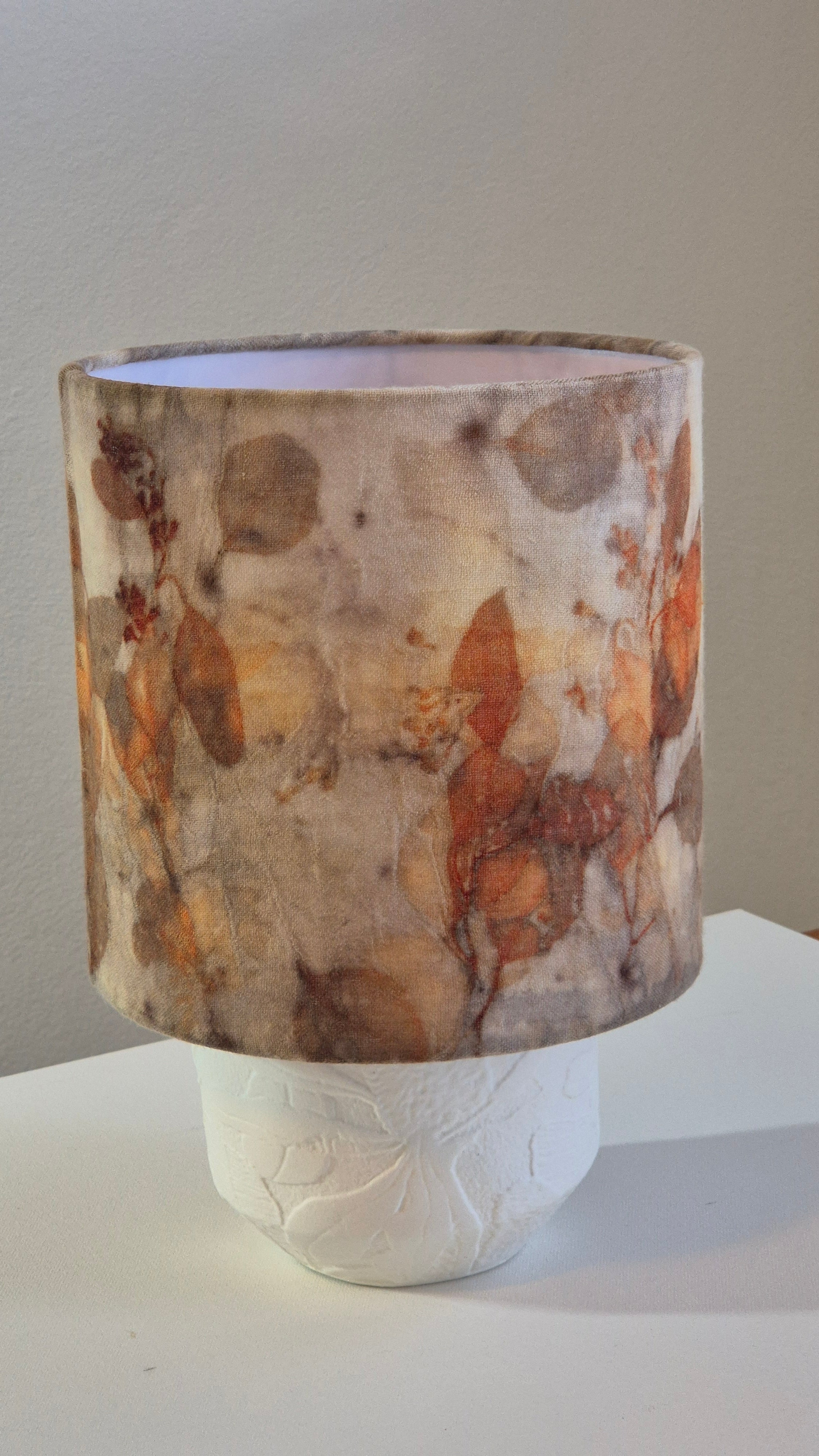 Lampshade medium ecoprinted eucalyptus leaves unique