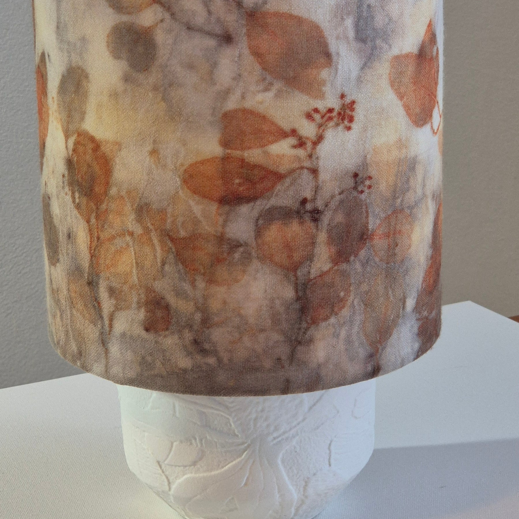 Lampshade medium ecoprinted eucalyptus leaves unique