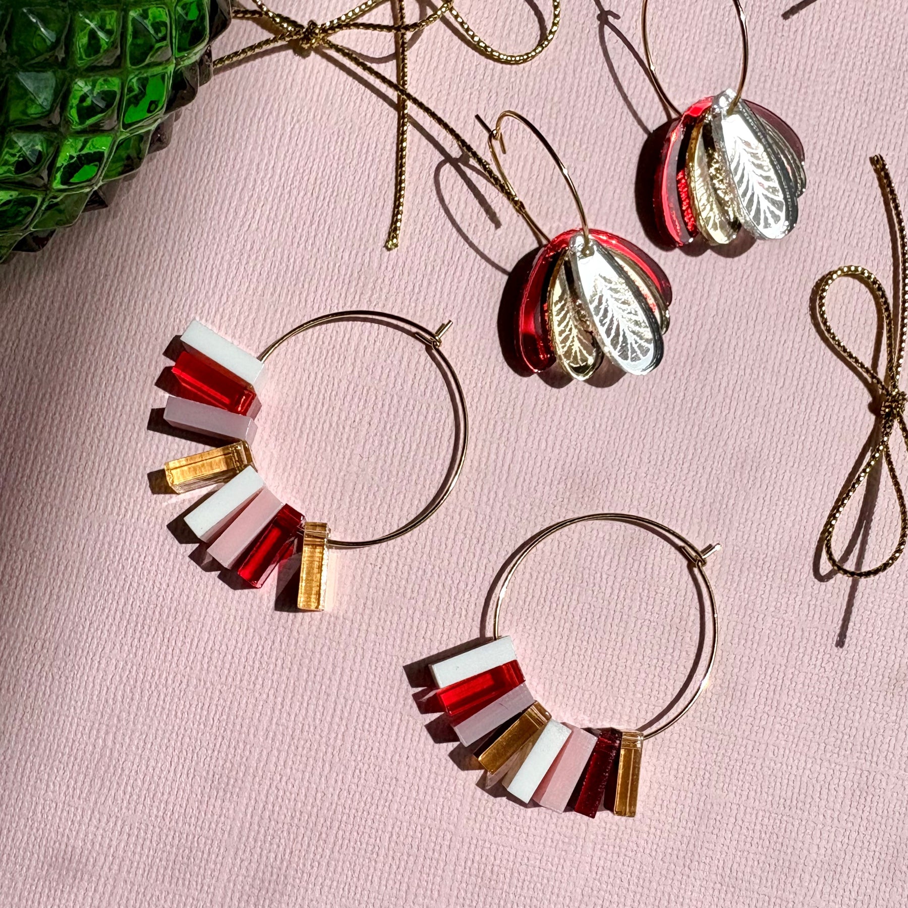 Earrings - 8 piece hoop Candy Cane
