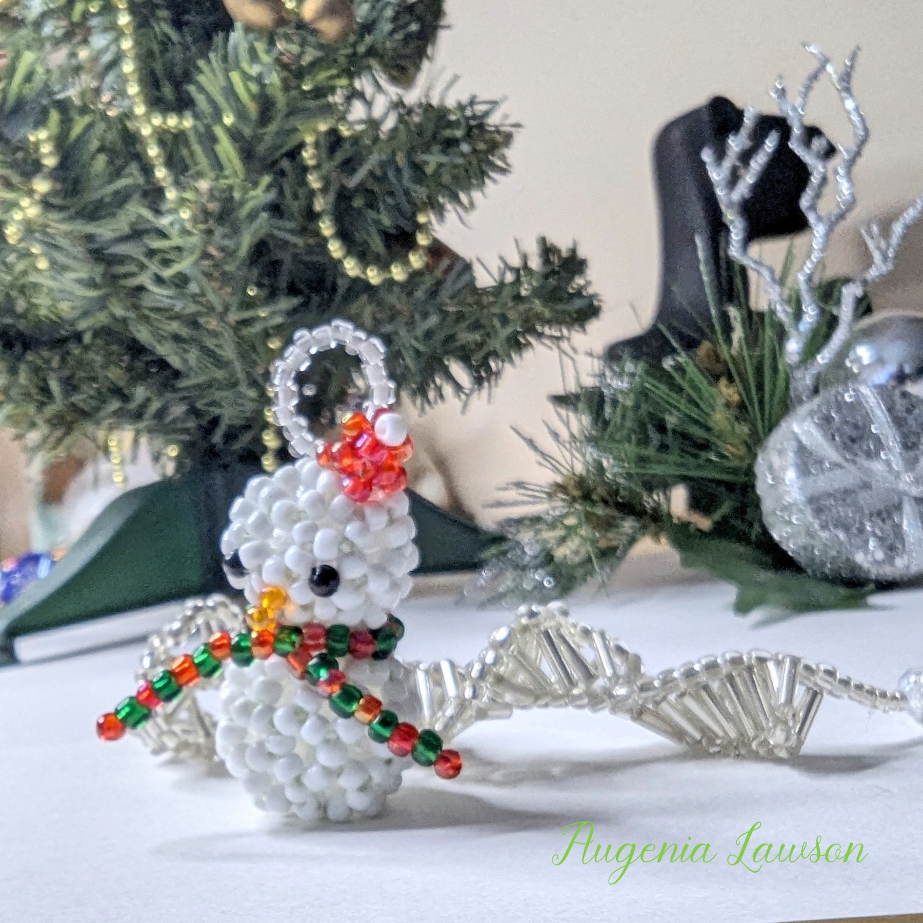 Cute 3D Beaded Snowman Tree Ornament Handmade in Australia