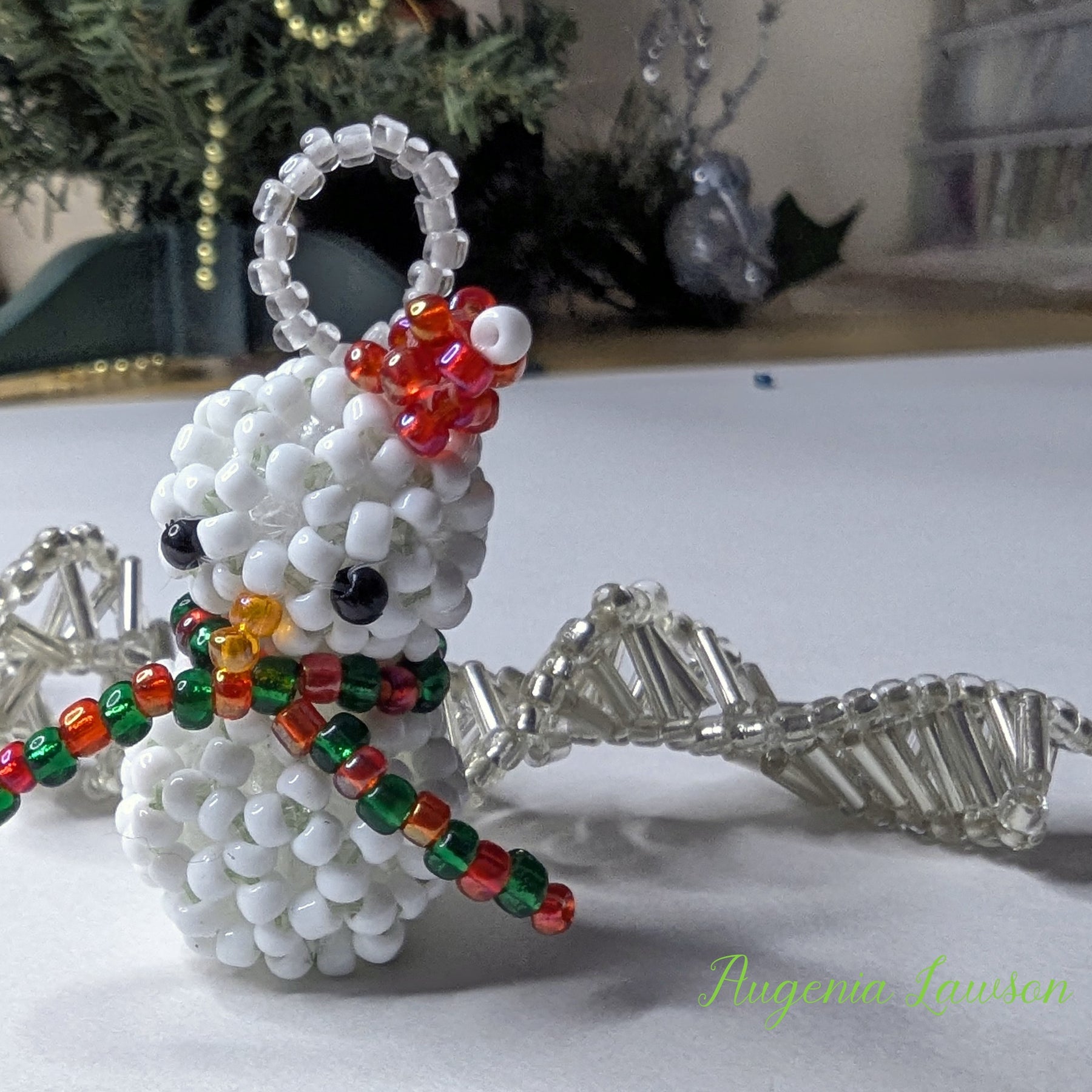 Cute 3D Beaded Snowman Tree Ornament Handmade in Australia