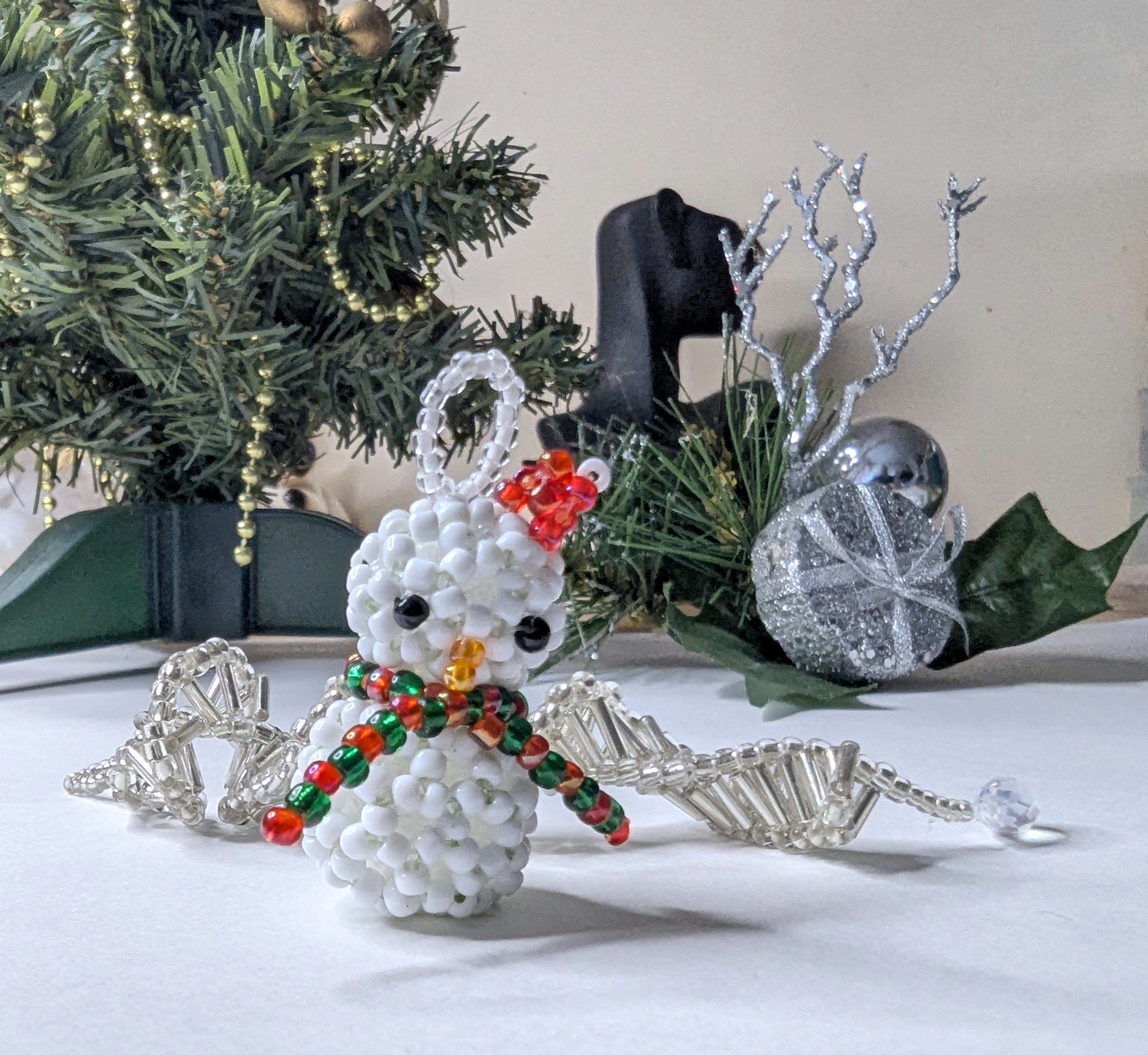 Cute 3D Beaded Snowman Tree Ornament Handmade in Australia