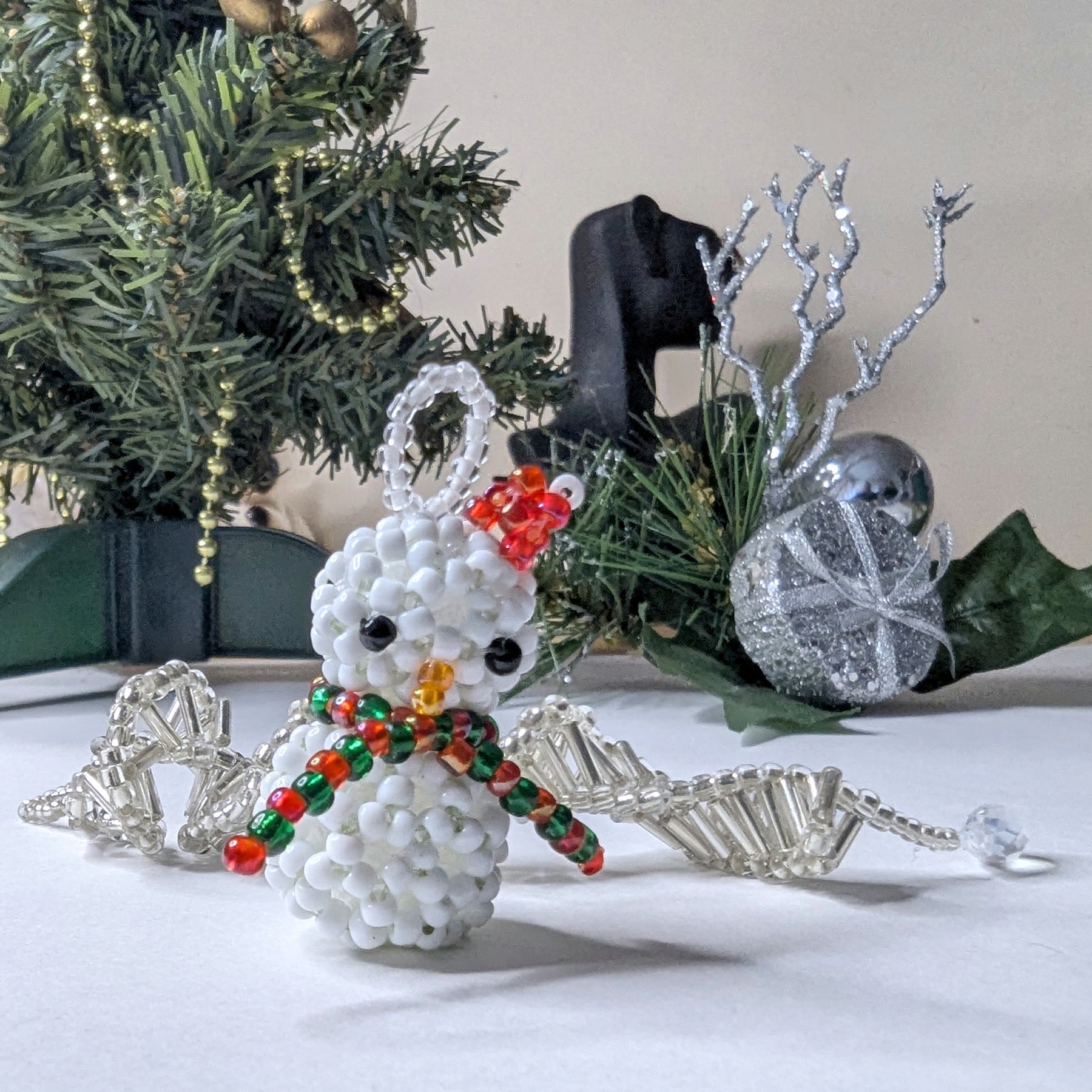Cute 3D Beaded Snowman Tree Ornament Handmade in Australia