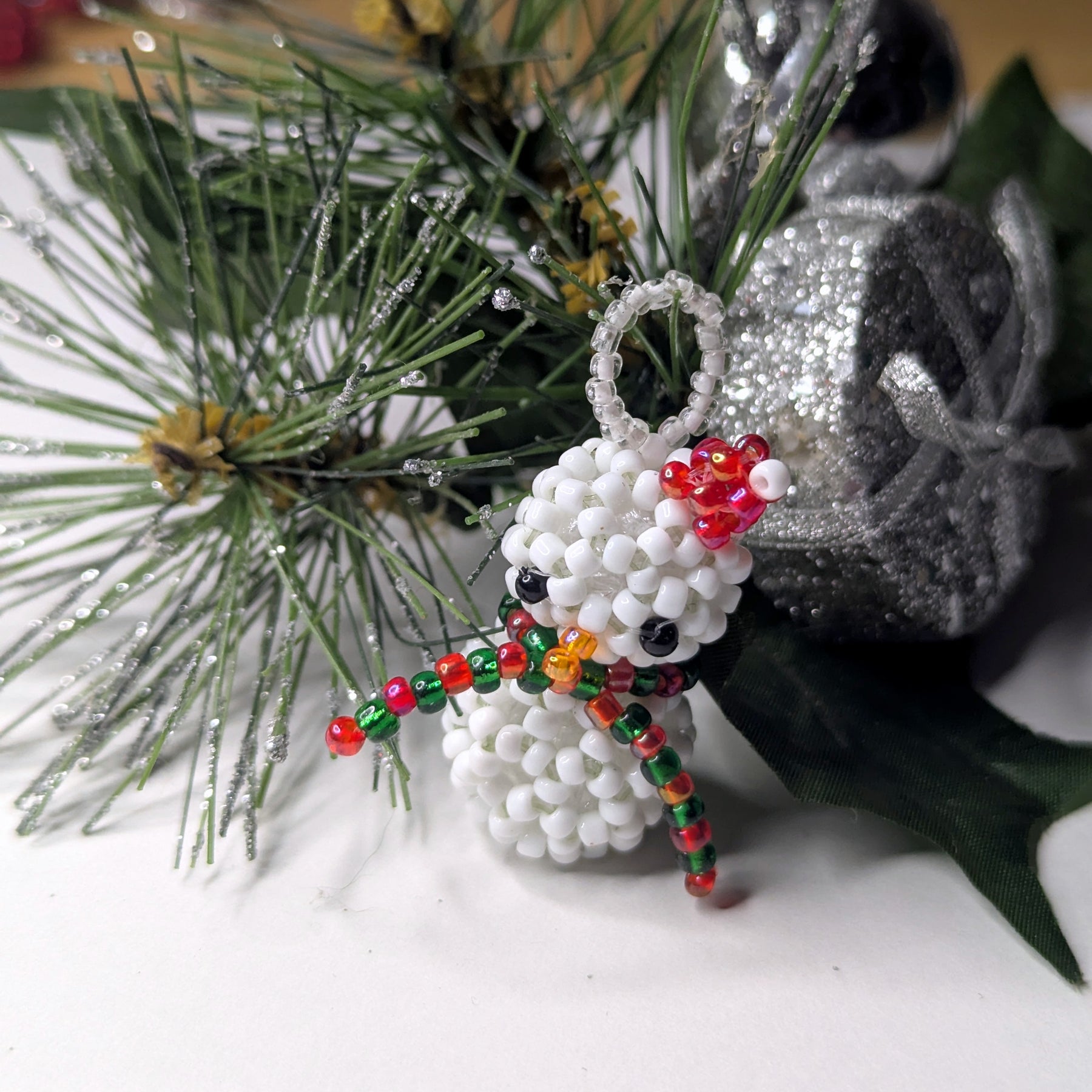 Cute 3D Beaded Snowman Tree Ornament Handmade in Australia