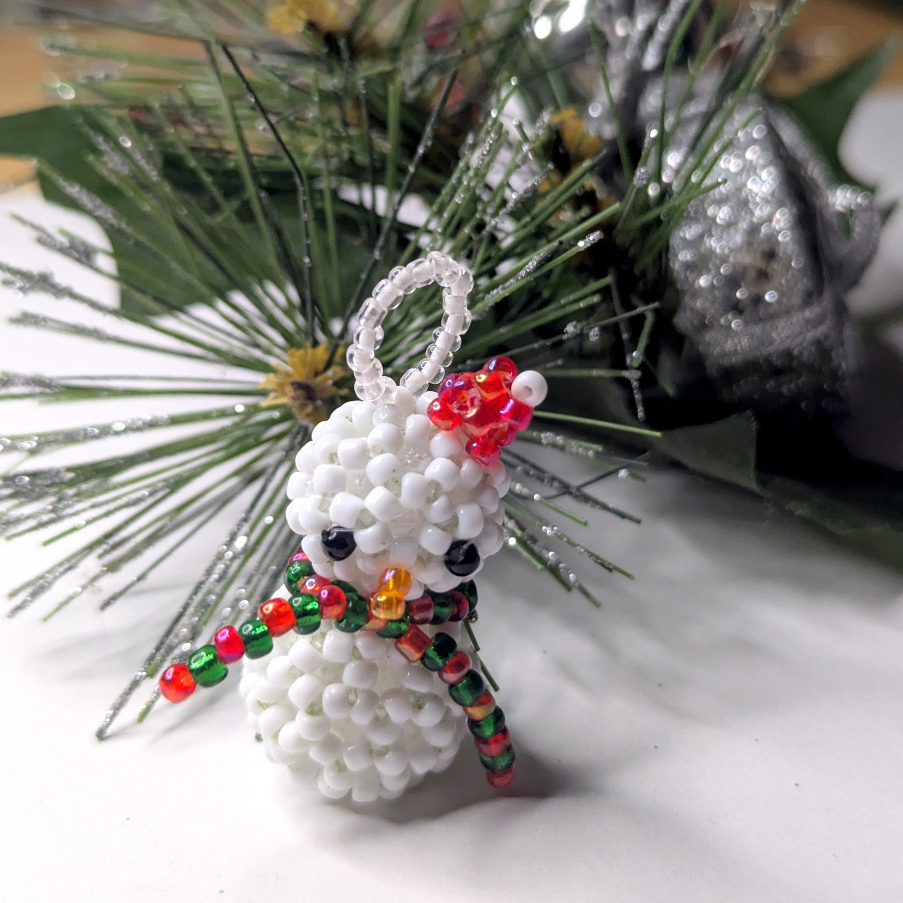 Cute 3D Beaded Snowman Tree Ornament Handmade in Australia