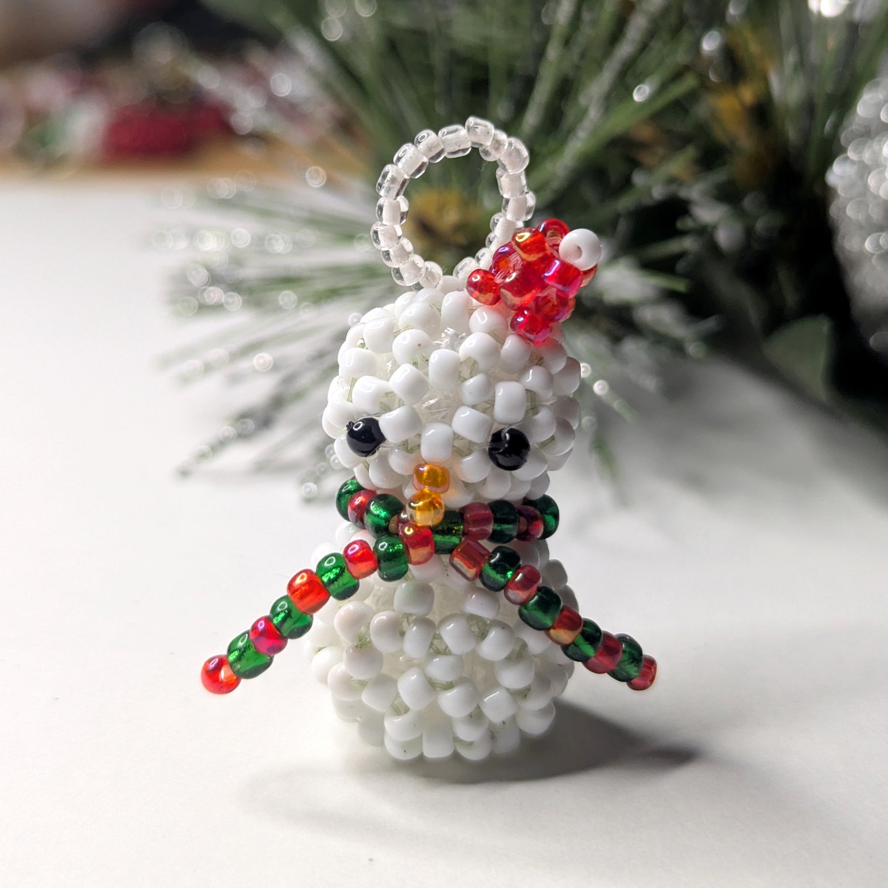 Cute 3D Beaded Snowman Tree Ornament Handmade in Australia