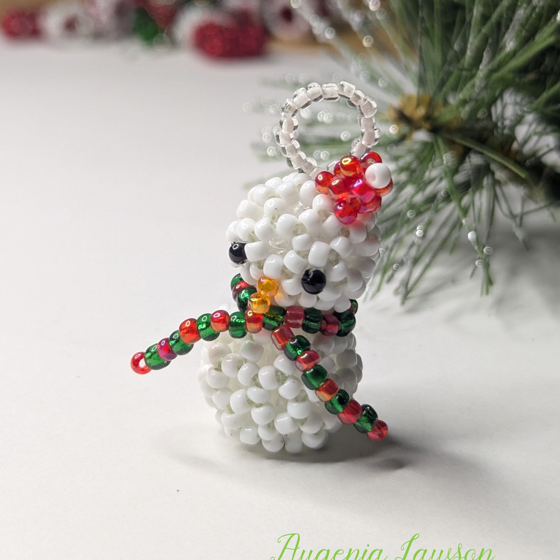 Cute 3D Beaded Snowman Tree Ornament Handmade in Australia