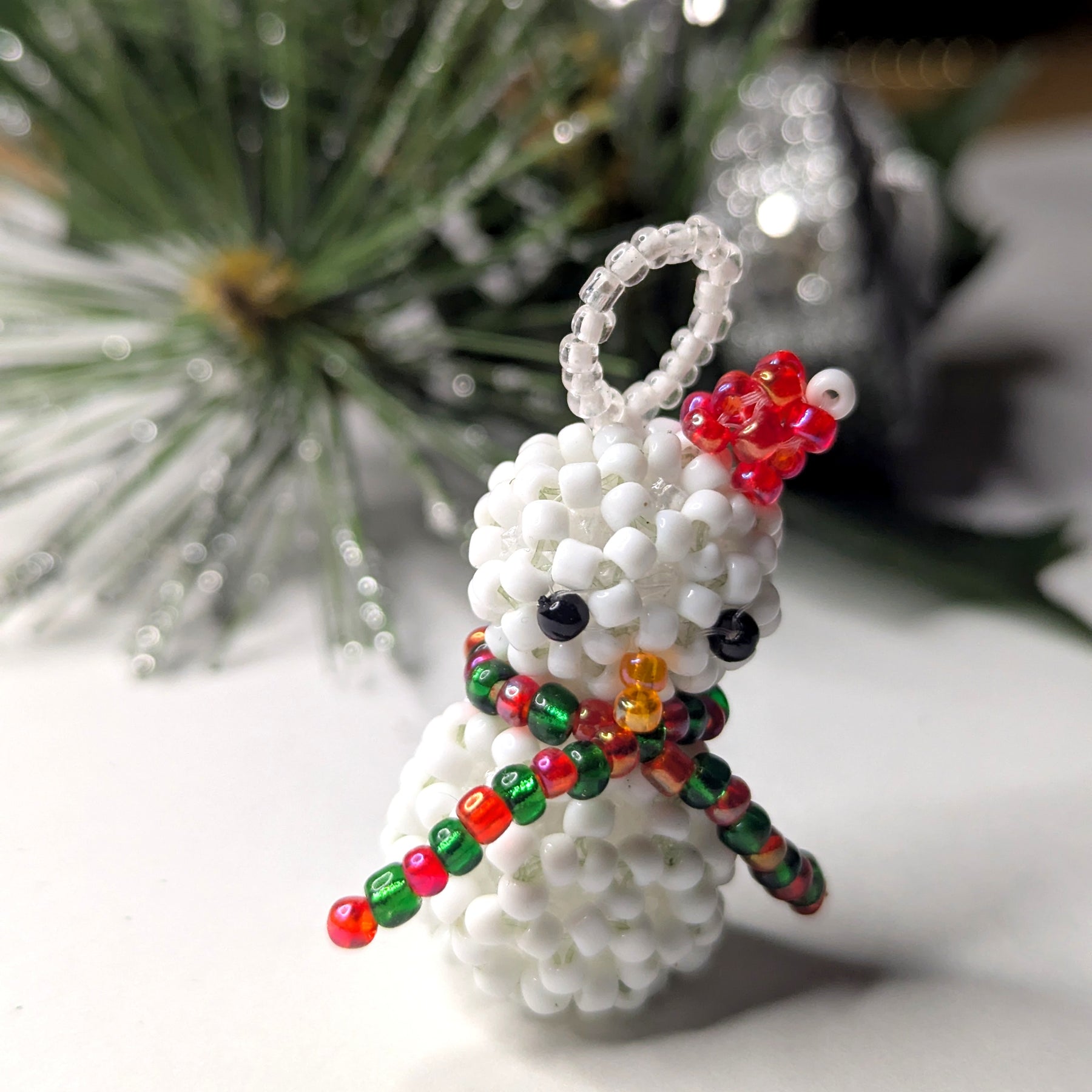 Cute 3D Beaded Snowman Tree Ornament Handmade in Australia
