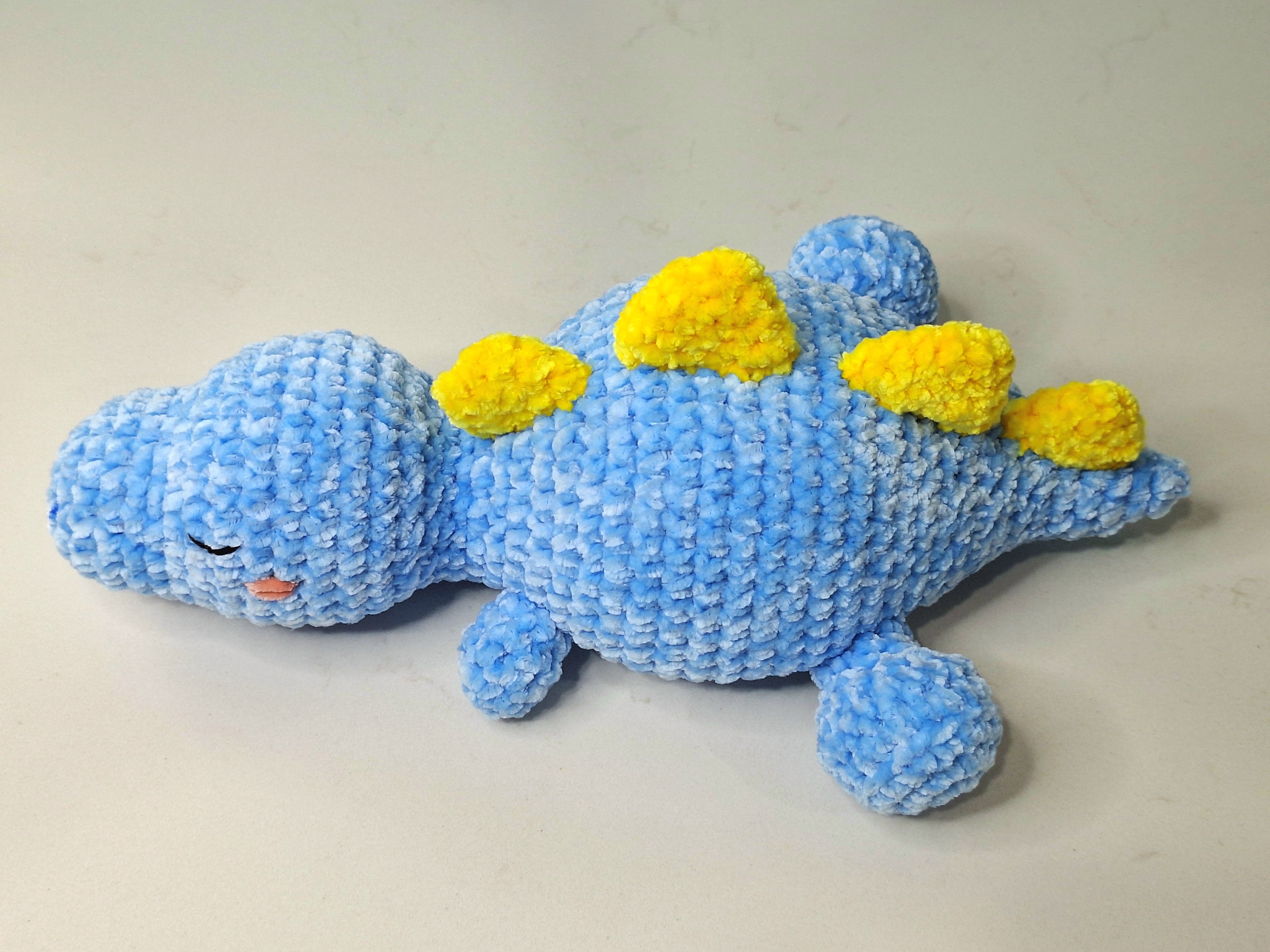 Sleepy Velvet Crocheted Dinosaur – Soft Plush Toy
