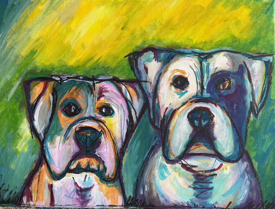 Gifts under $120 - 16x12" Pet portrait commissions - fit 2 pets