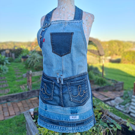 Artisan Upcycled Jeans Apron - Garden, Kitchen or Artist
