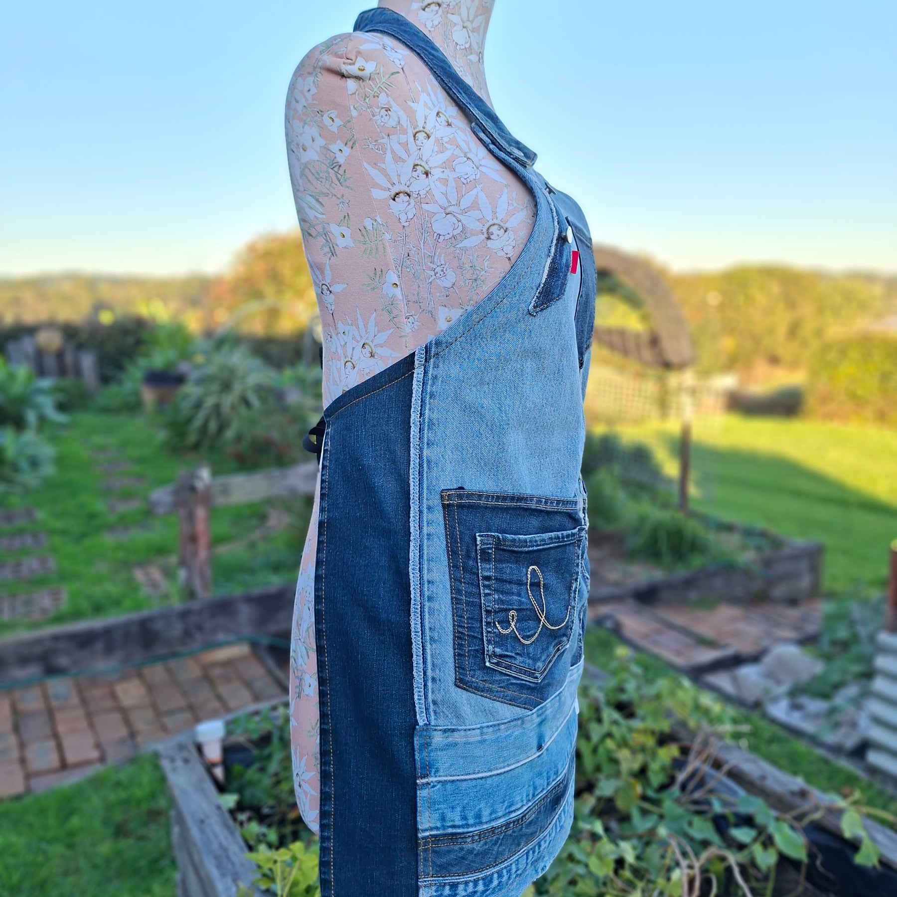 Artisan Upcycled Jeans Apron - Garden, Kitchen or Artist