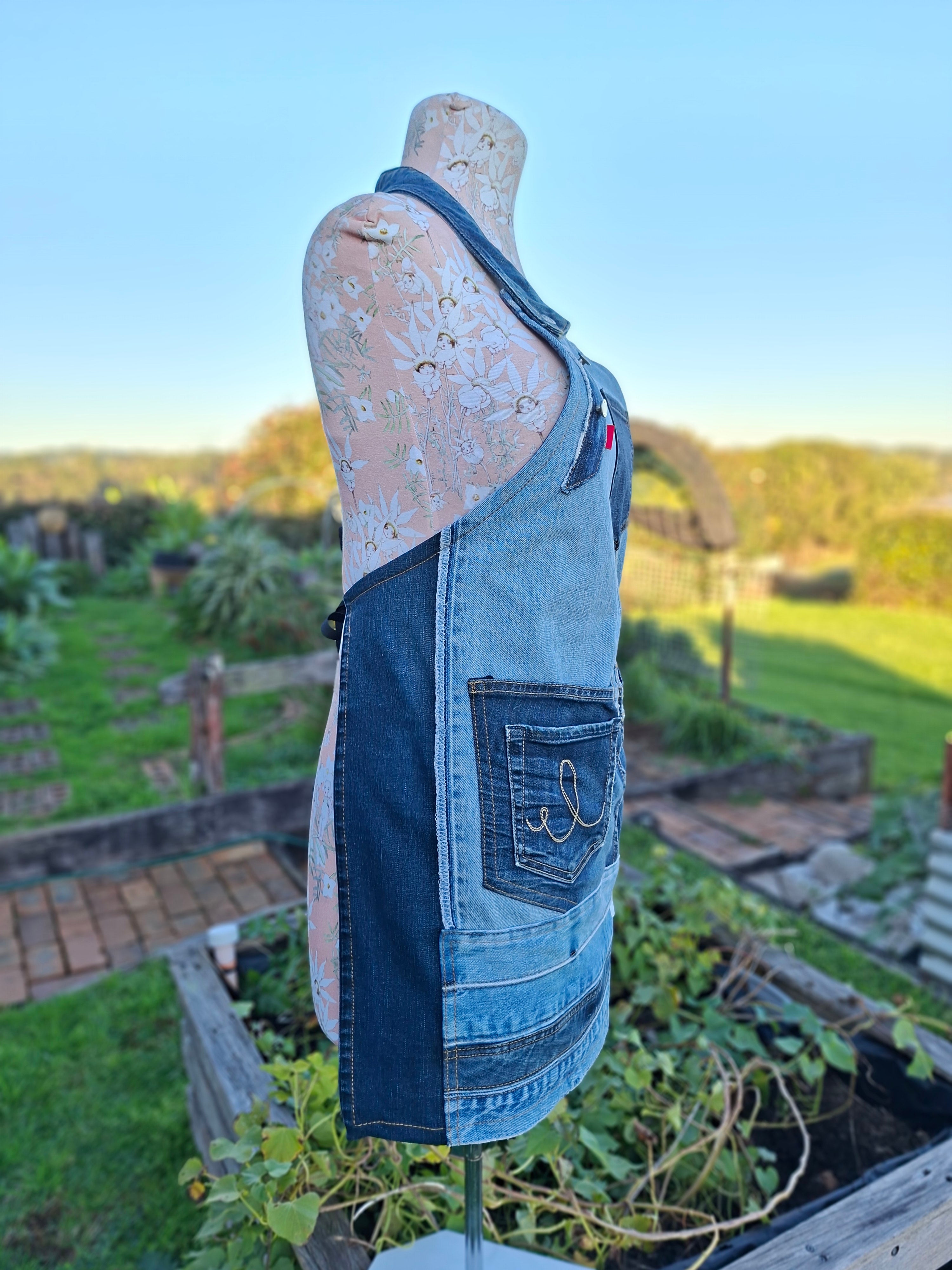 Artisan Upcycled Jeans Apron - Garden, Kitchen or Artist