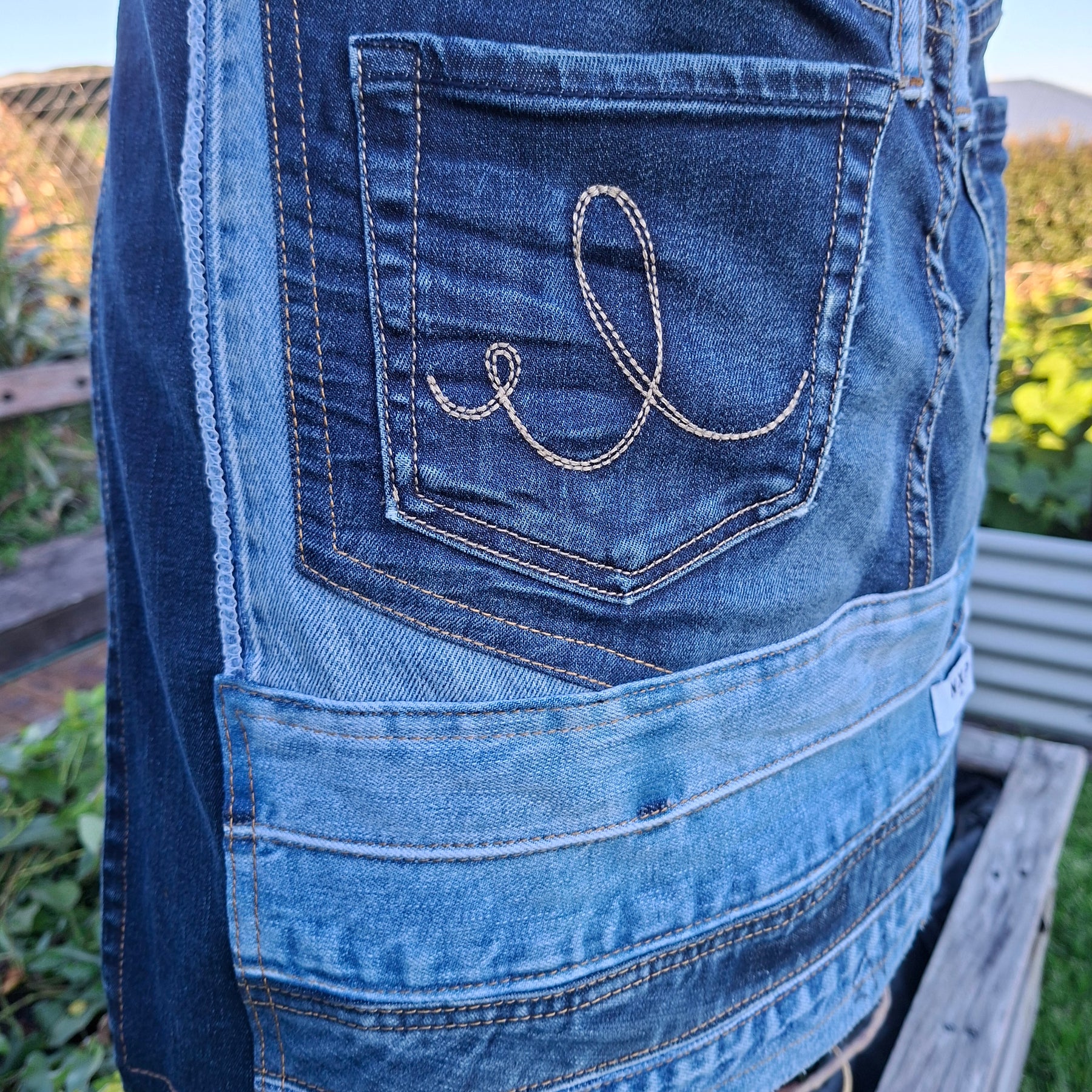 Artisan Upcycled Jeans Apron - Garden, Kitchen or Artist