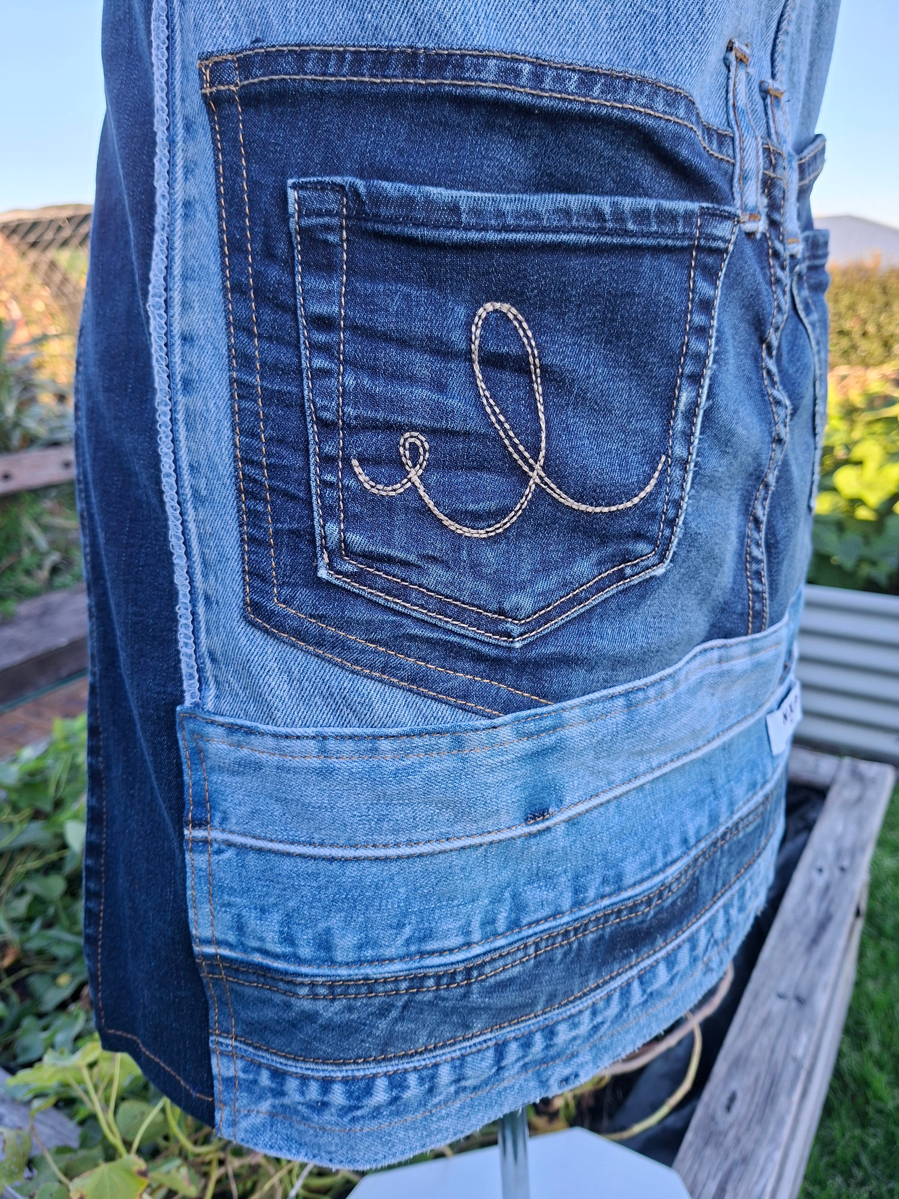 Artisan Upcycled Jeans Apron - Garden, Kitchen or Artist