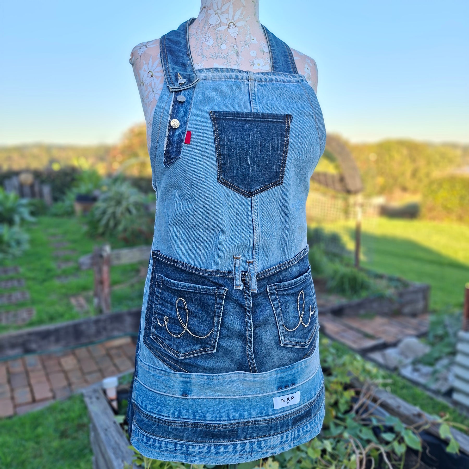 Artisan Upcycled Jeans Apron - Garden, Kitchen or Artist