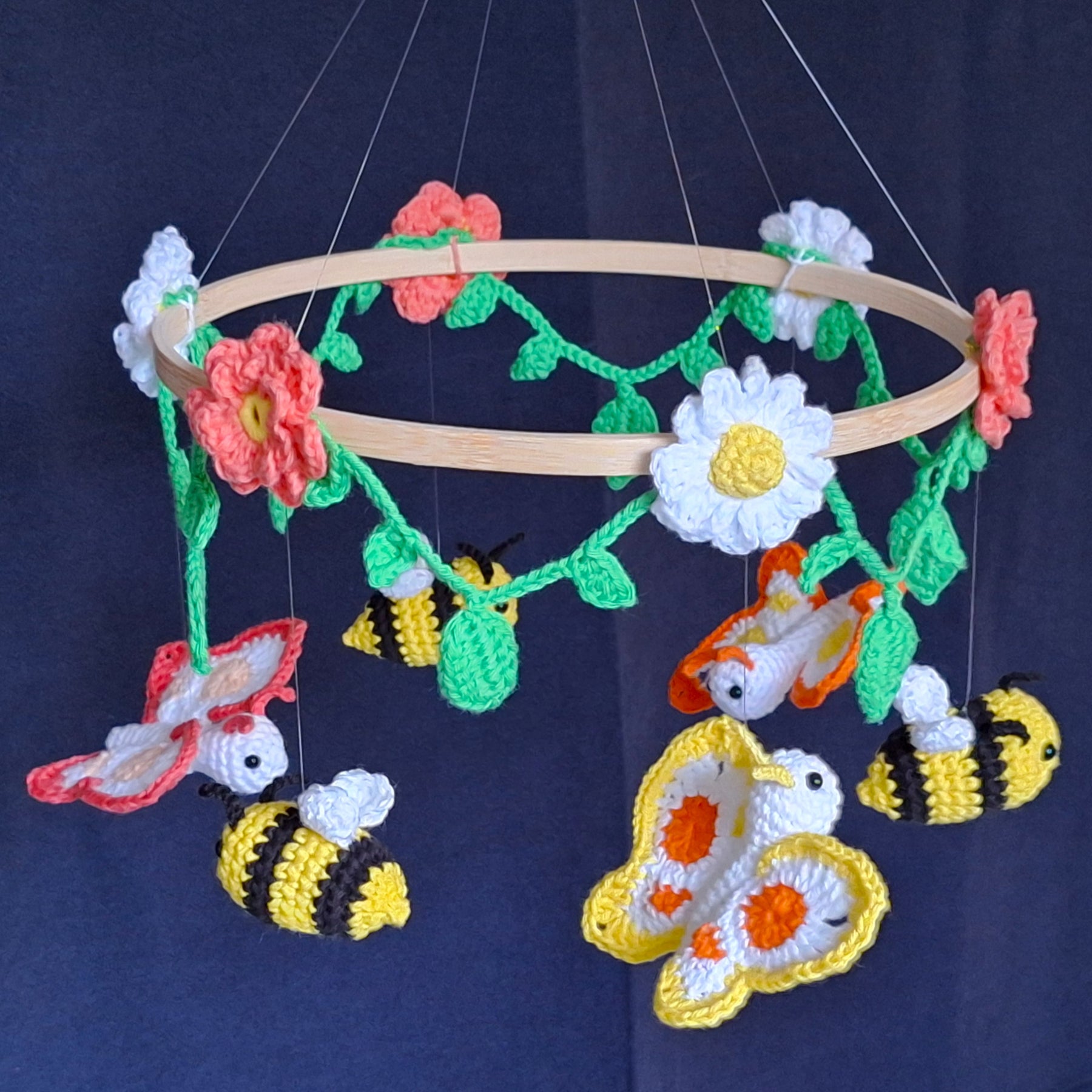Handmade Crochet Butterfly & Bee Baby Mobile